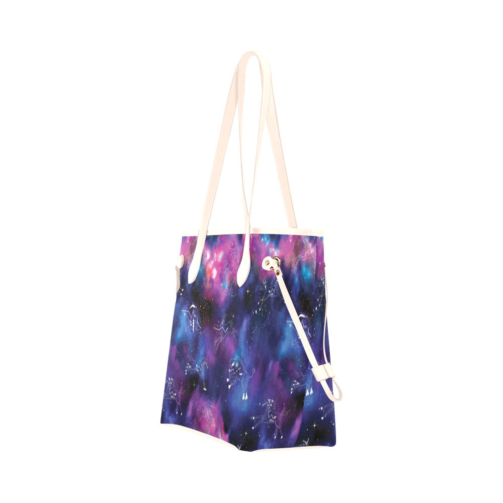 Animal Ancestors 1 Blue and Pink Clover Canvas Tote Bag