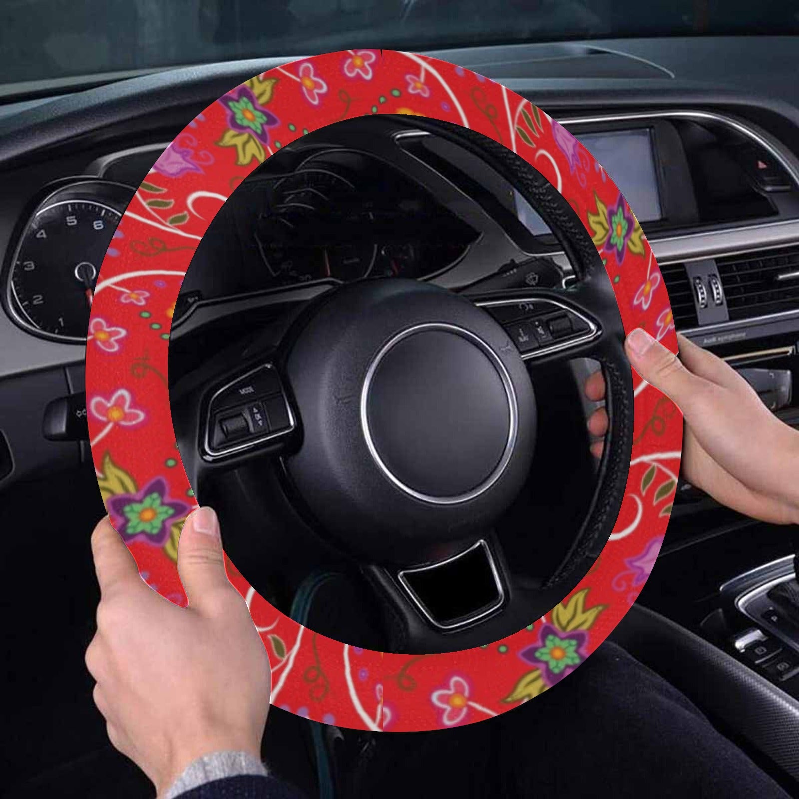 Fresh Fleur Fire Steering Wheel Cover with Elastic Edge