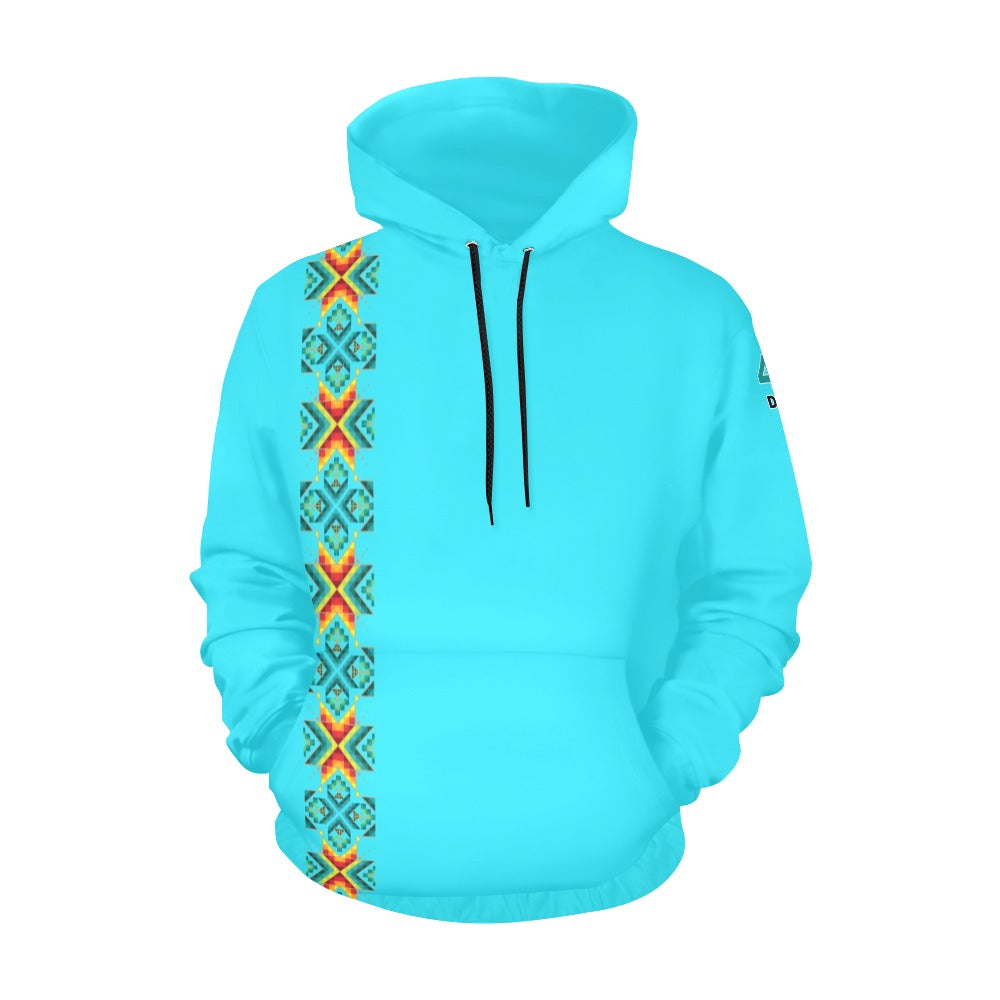 Turquoise Blanket Strip Hoodie for Men (USA Size)