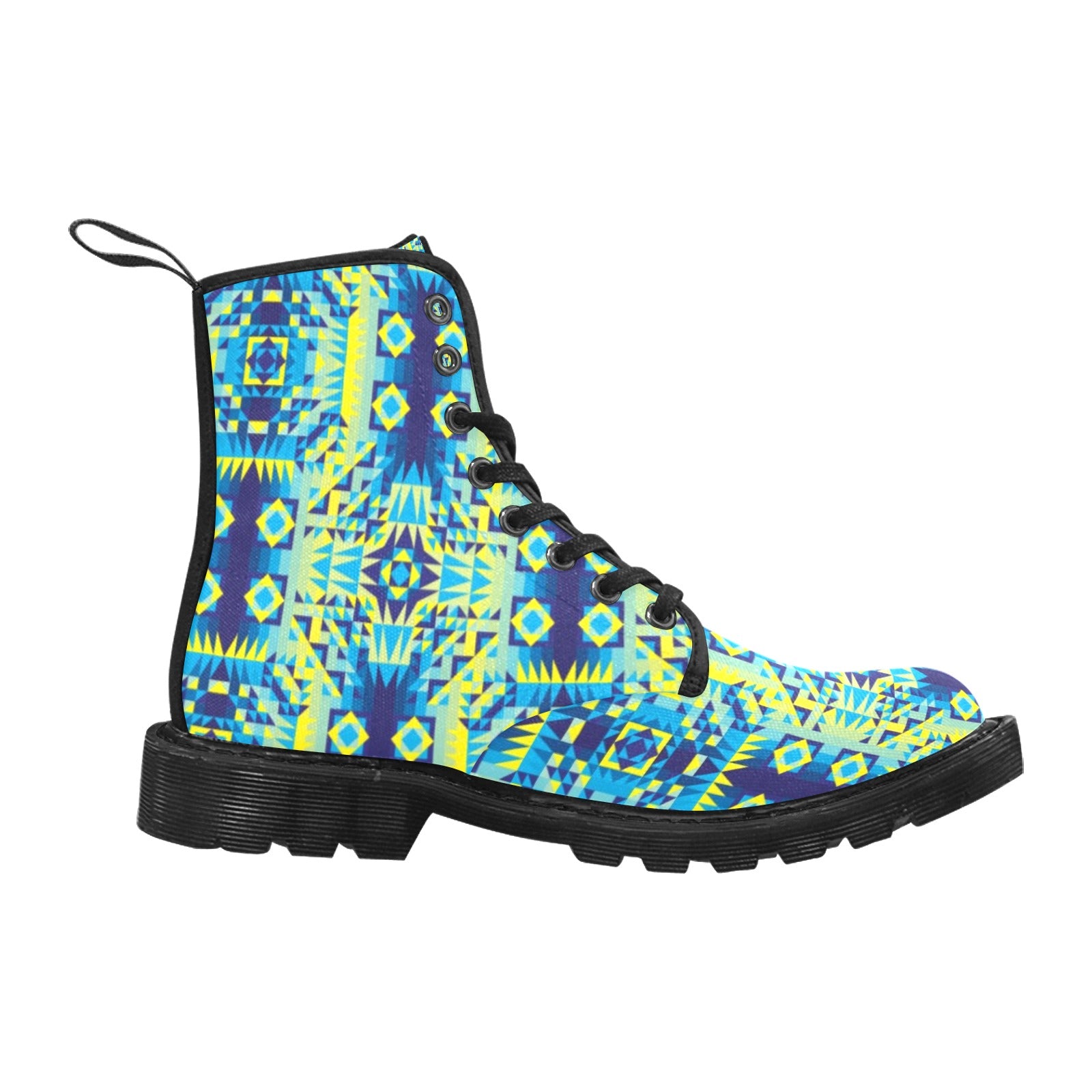 Kaleidoscope Jaune Bleu Boots for Women (Black)