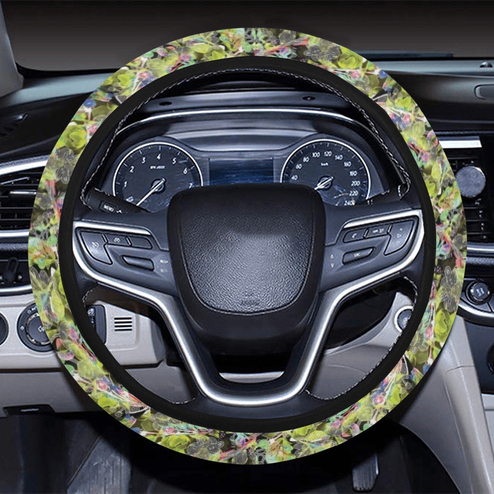 Culture in Nature Green Leaf Steering Wheel Cover with Elastic Edge