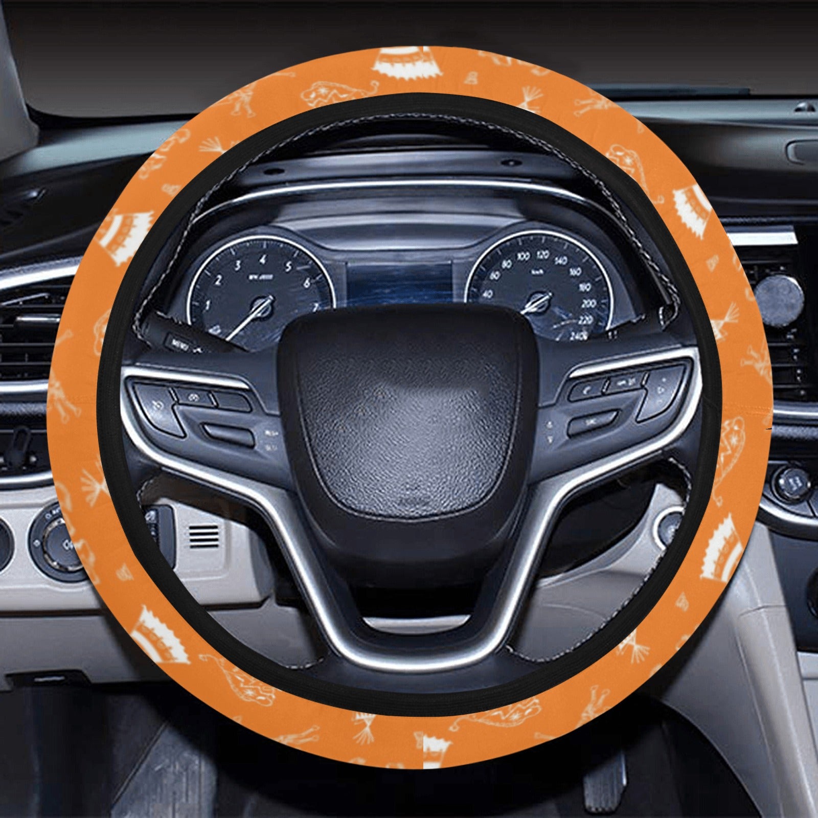 Ledger Dabbles Orange Steering Wheel Cover with Elastic Edge