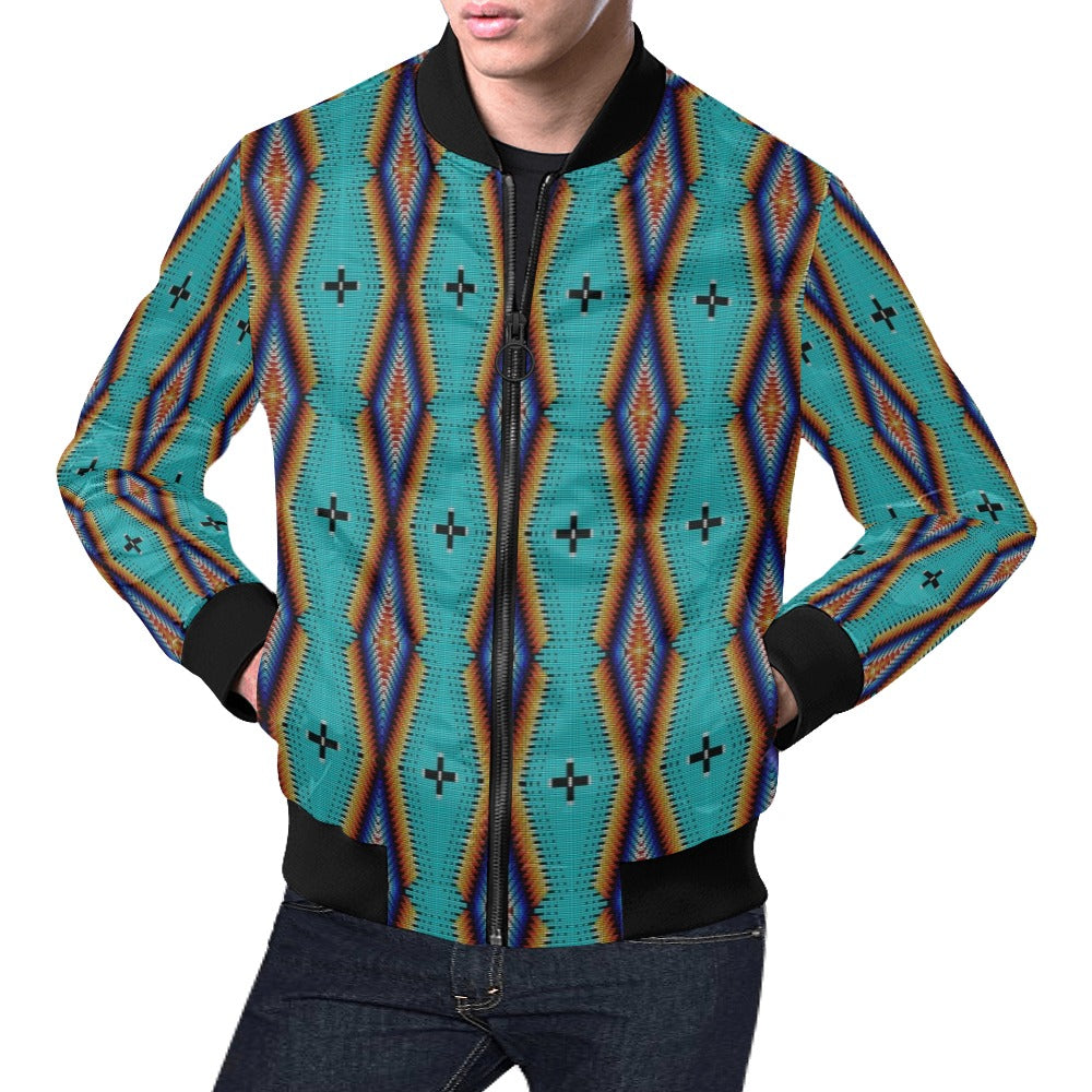 Diamond in the Bluff Turquoise All Over Print Bomber Jacket for Men