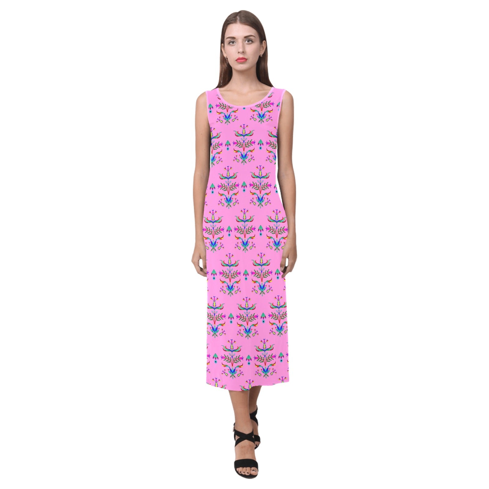 Dakota Damask Cheyenne Pink Phaedra Sleeveless Open Fork Long Dress