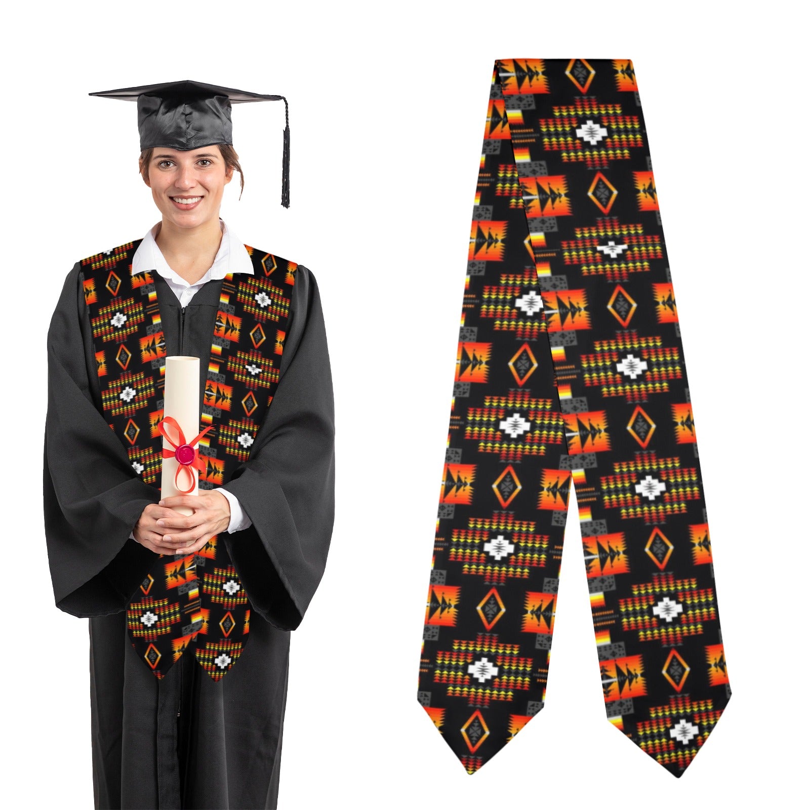 Seven Tribes Black Graduation Stole