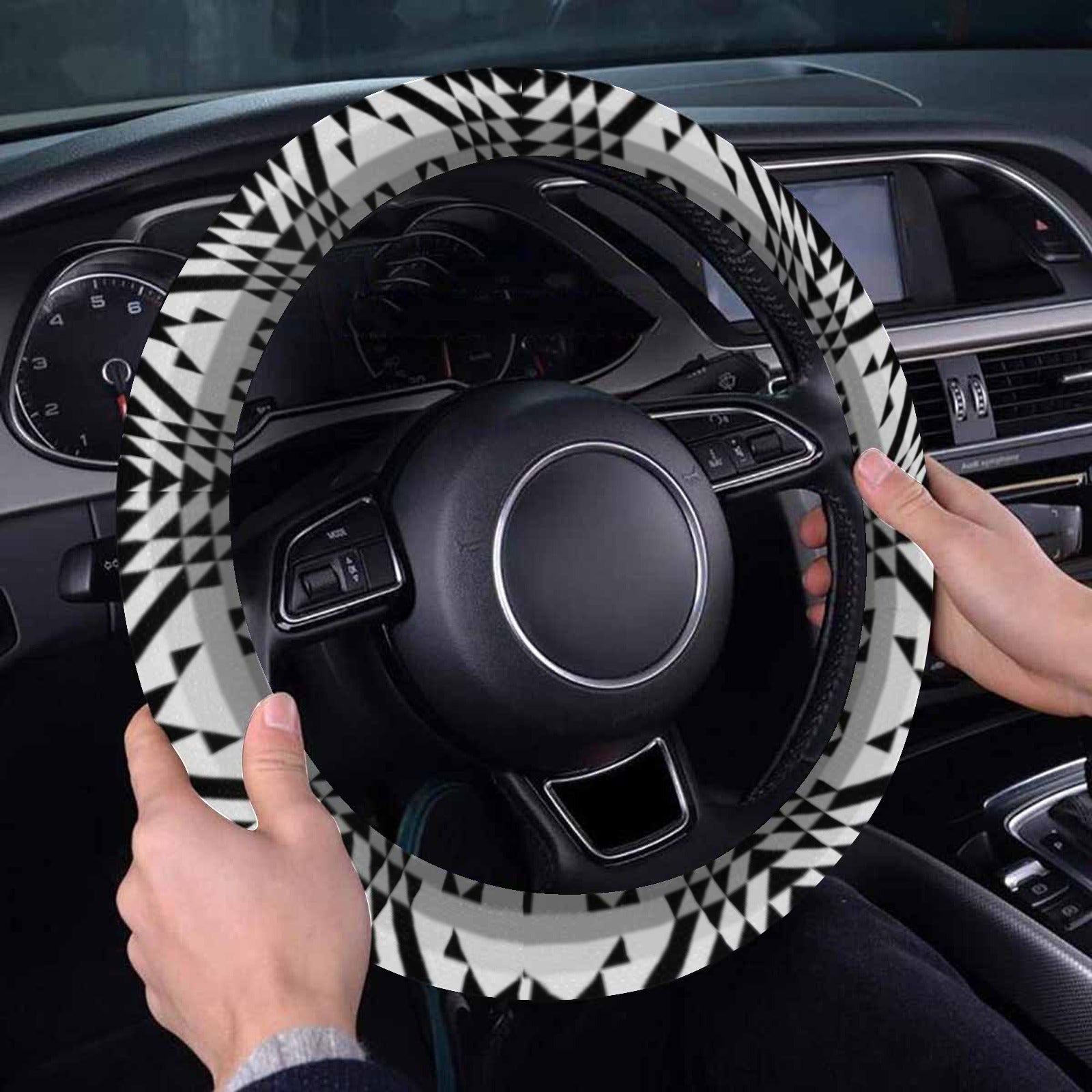 Black Rose Shadow Steering Wheel Cover with Elastic Edge