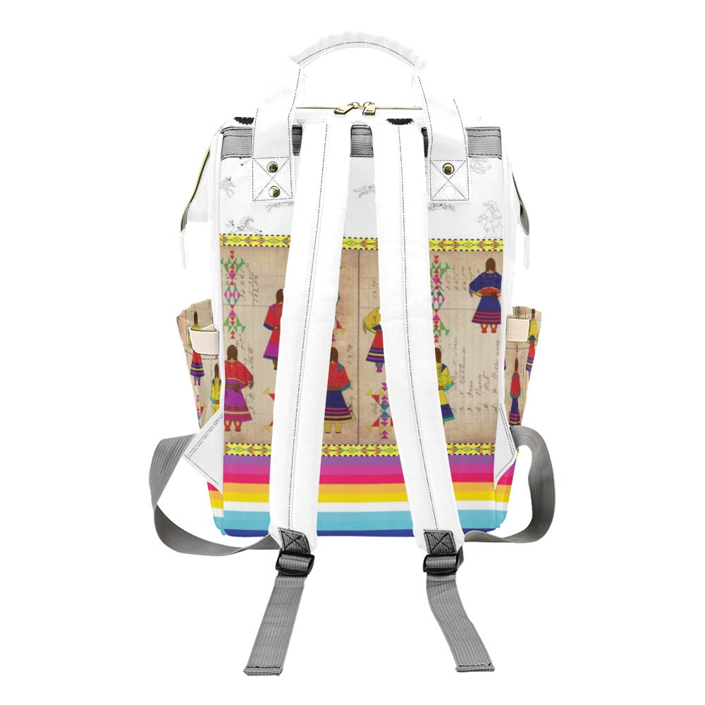 Ledger Round Dance Clay Multi-Function Diaper Backpack/Diaper Bag