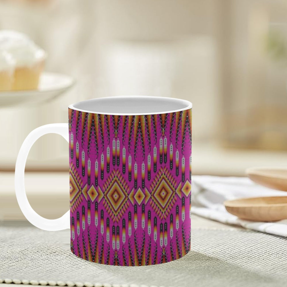 Fire Feather Pink White Mug(11OZ)