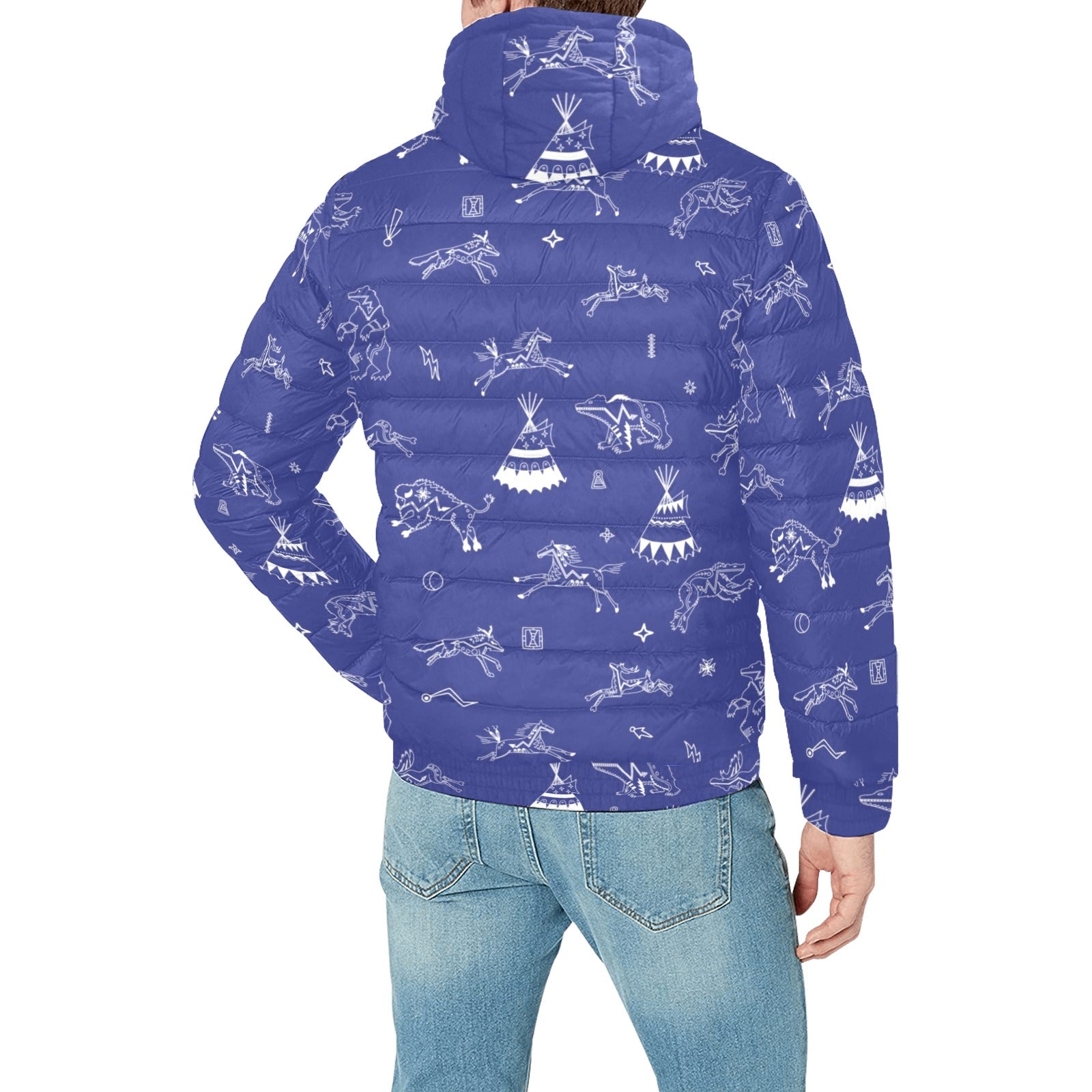 Ledger Dabbles Blue Men's Padded Hooded Jacket