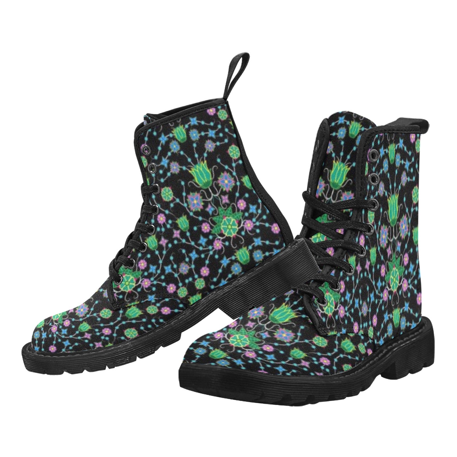 Floral Damask Garden Boots for Women (Black)
