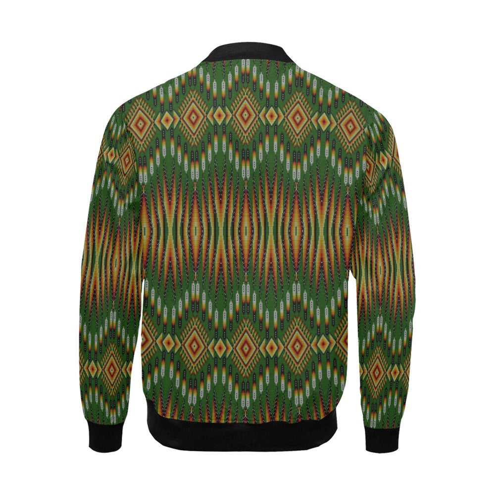 Fire Feather Green All Over Print Bomber Jacket for Men