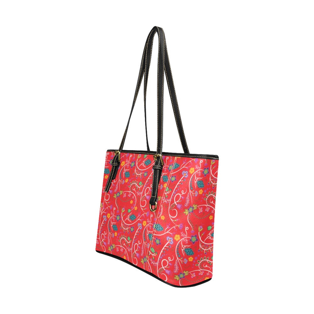 Fresh Fleur Fire Leather Tote Bag/Large
