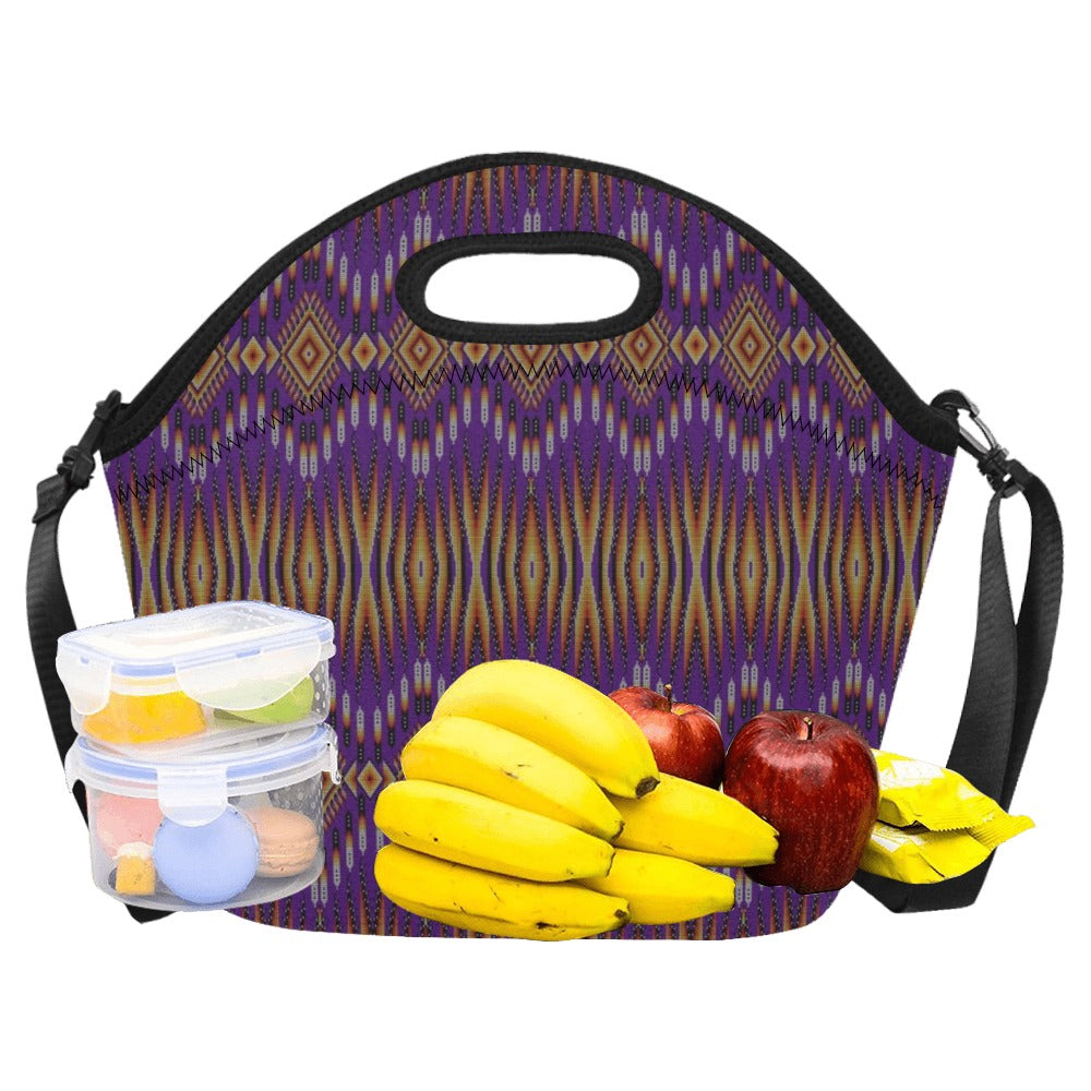 Fire Feather Purple Neoprene Lunch Bag/Large
