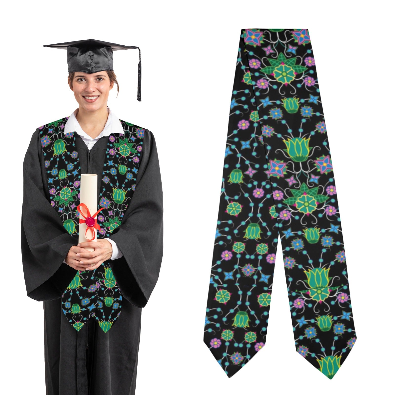 Floral Damask Garden Graduation Stole