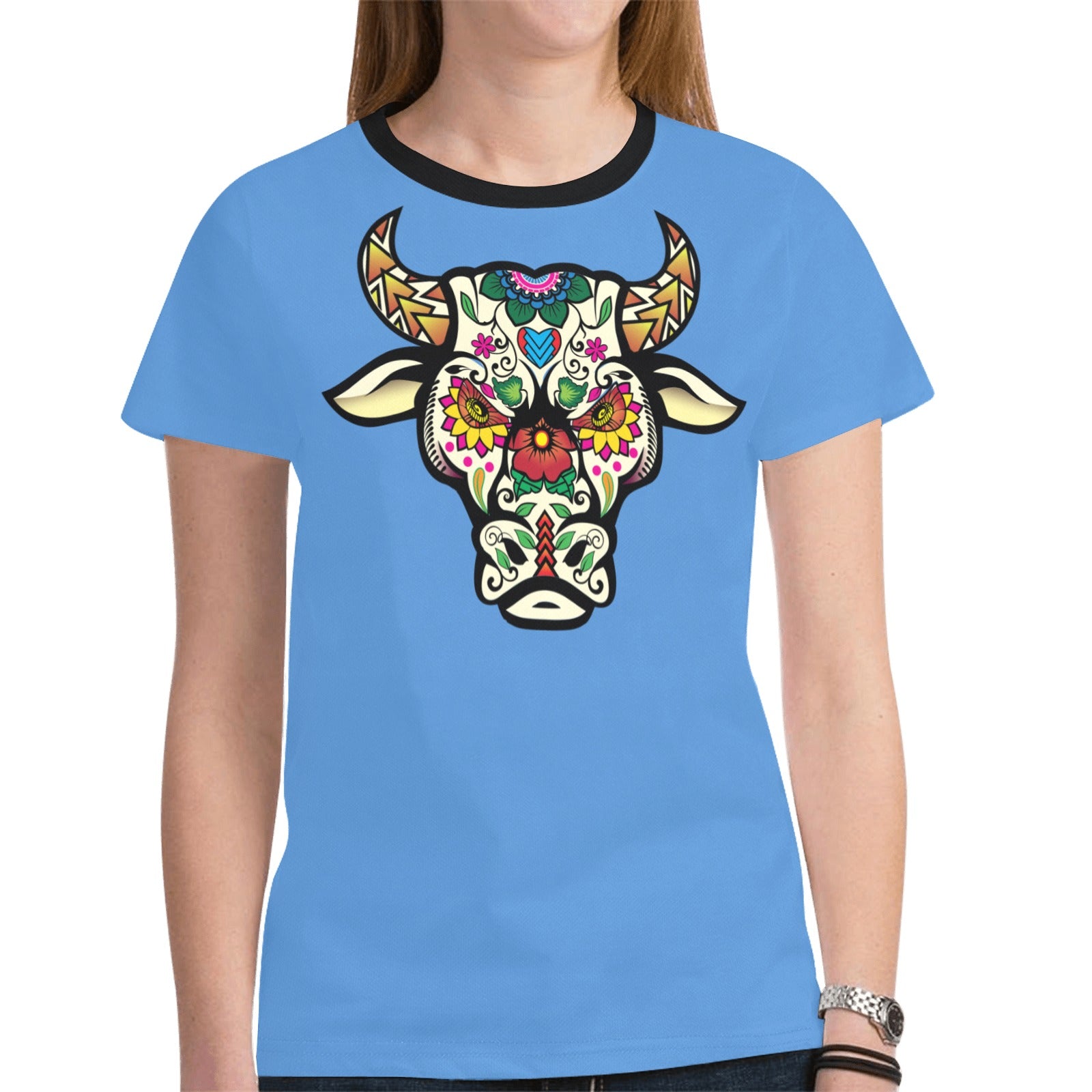 Bull Spirit Guide (Blue) T-shirt for Women