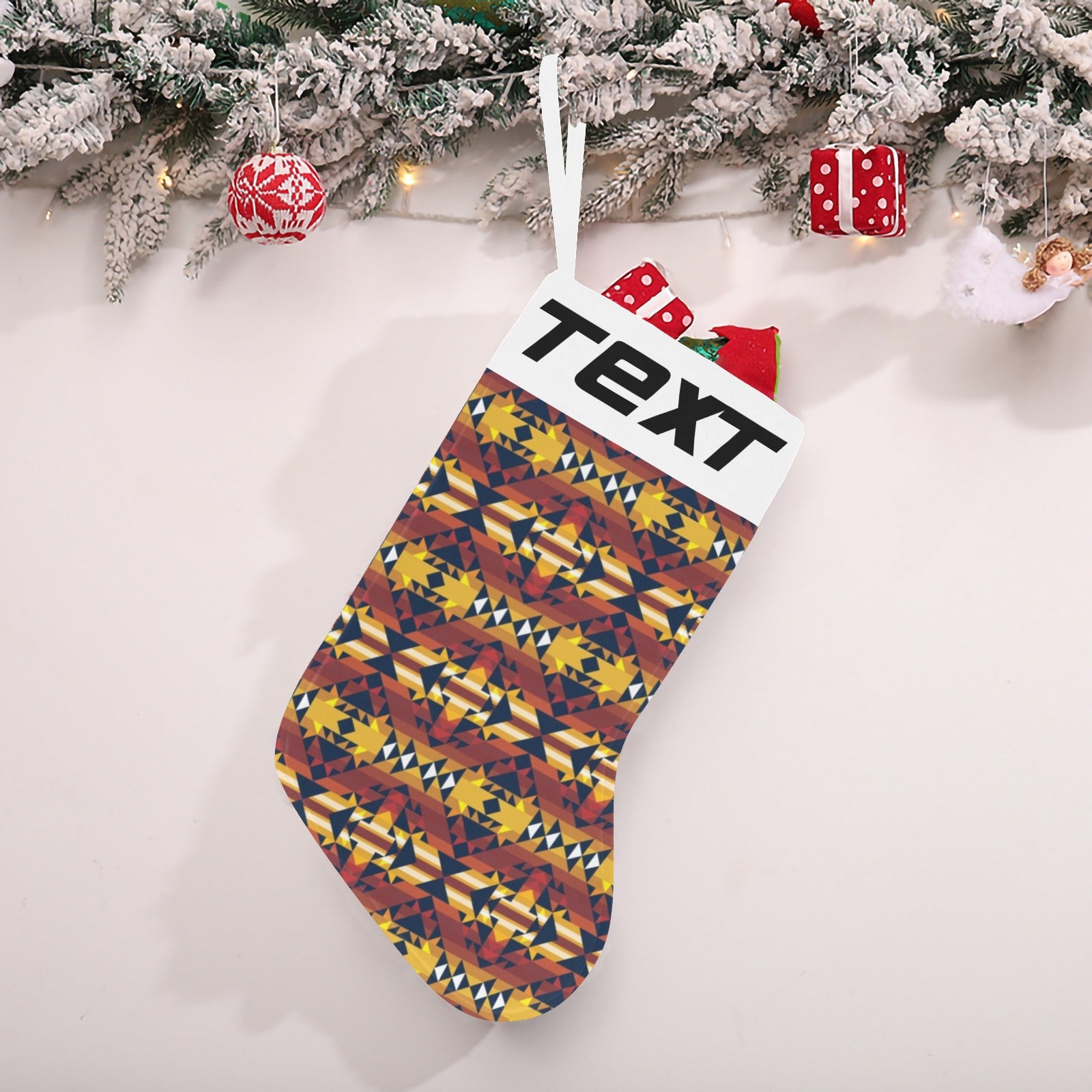 Golden Clouds Christmas Stocking (Custom Text on The Top)