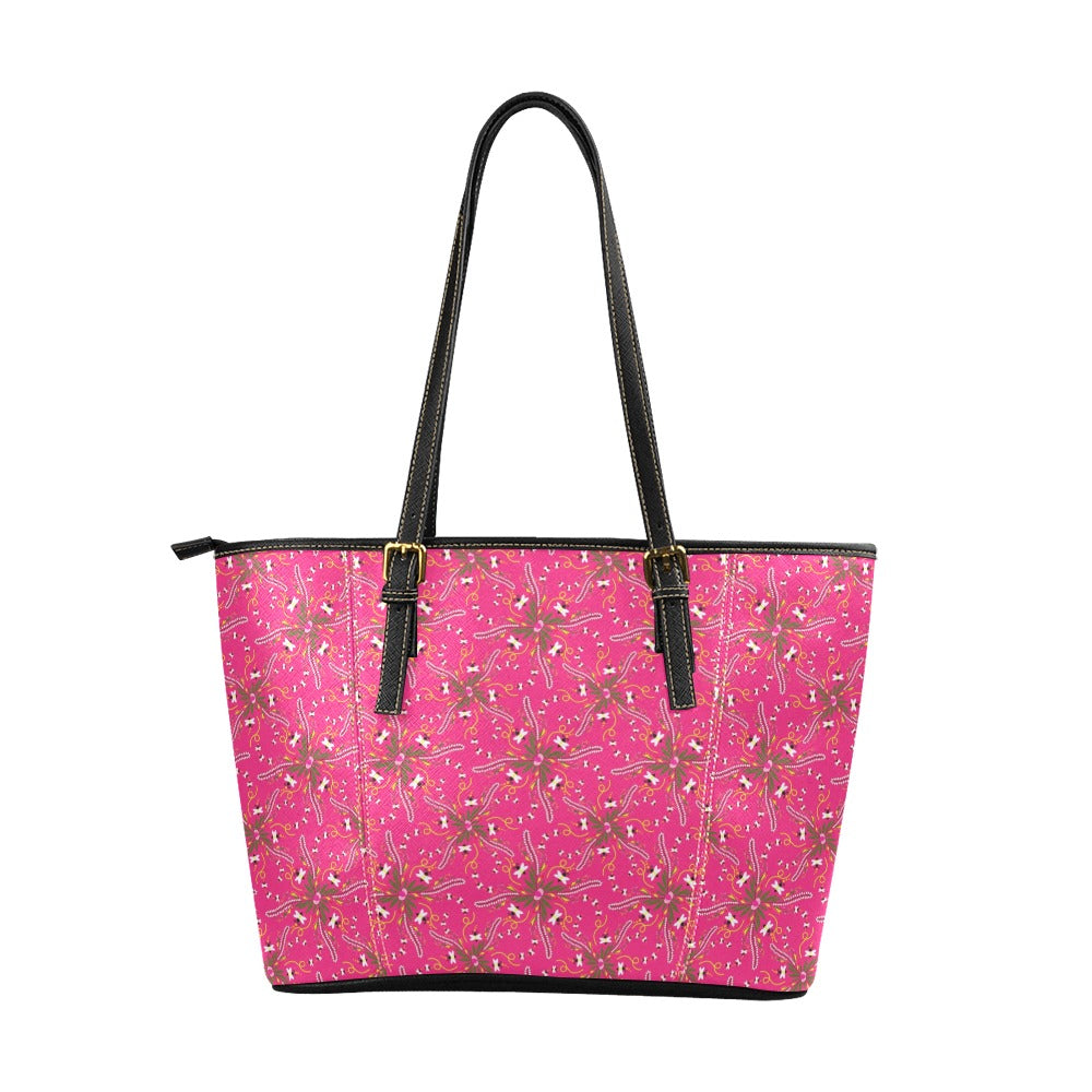 Willow Bee Bubblegum Leather Tote Bag/Large