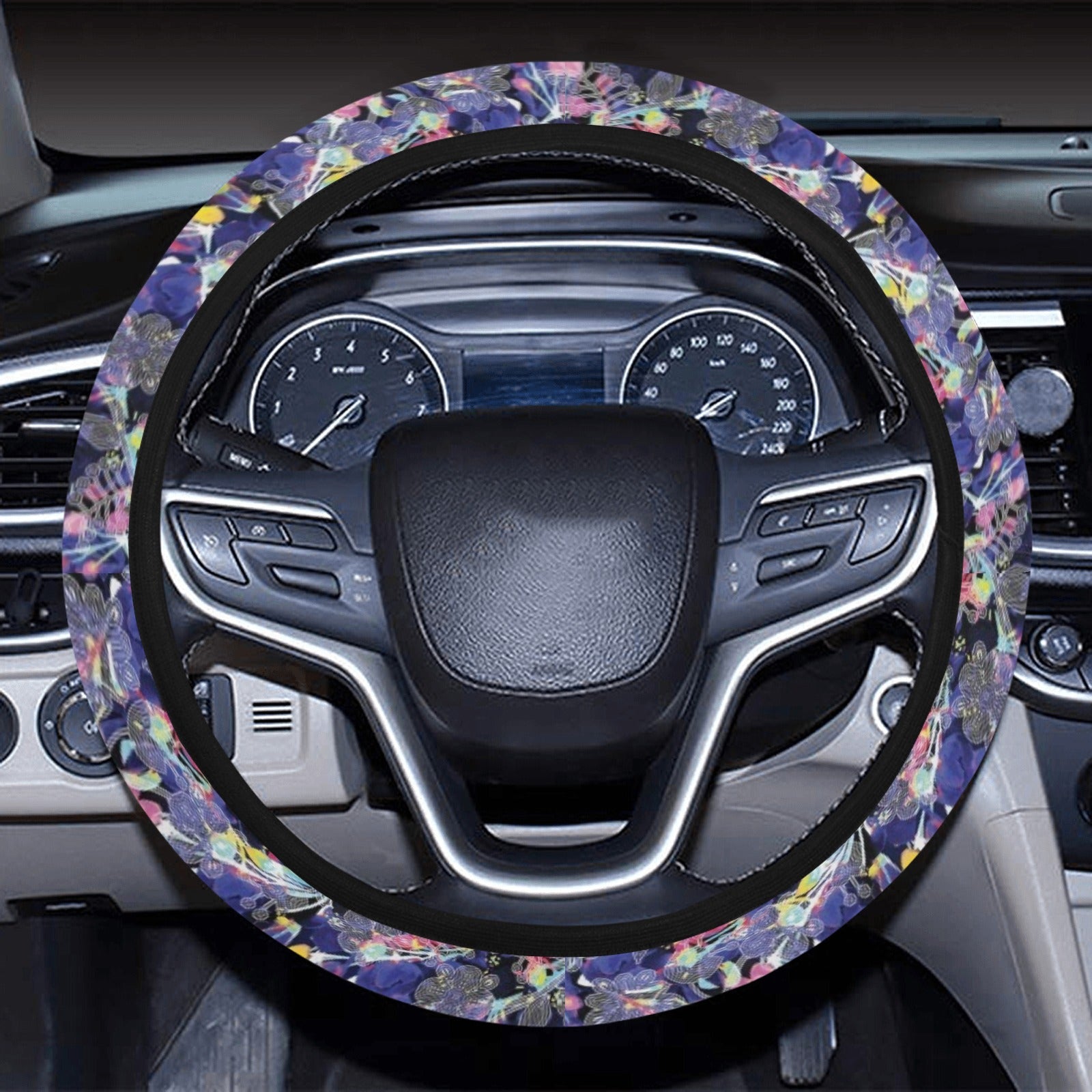 Culture in Nature Blue Steering Wheel Cover with Elastic Edge