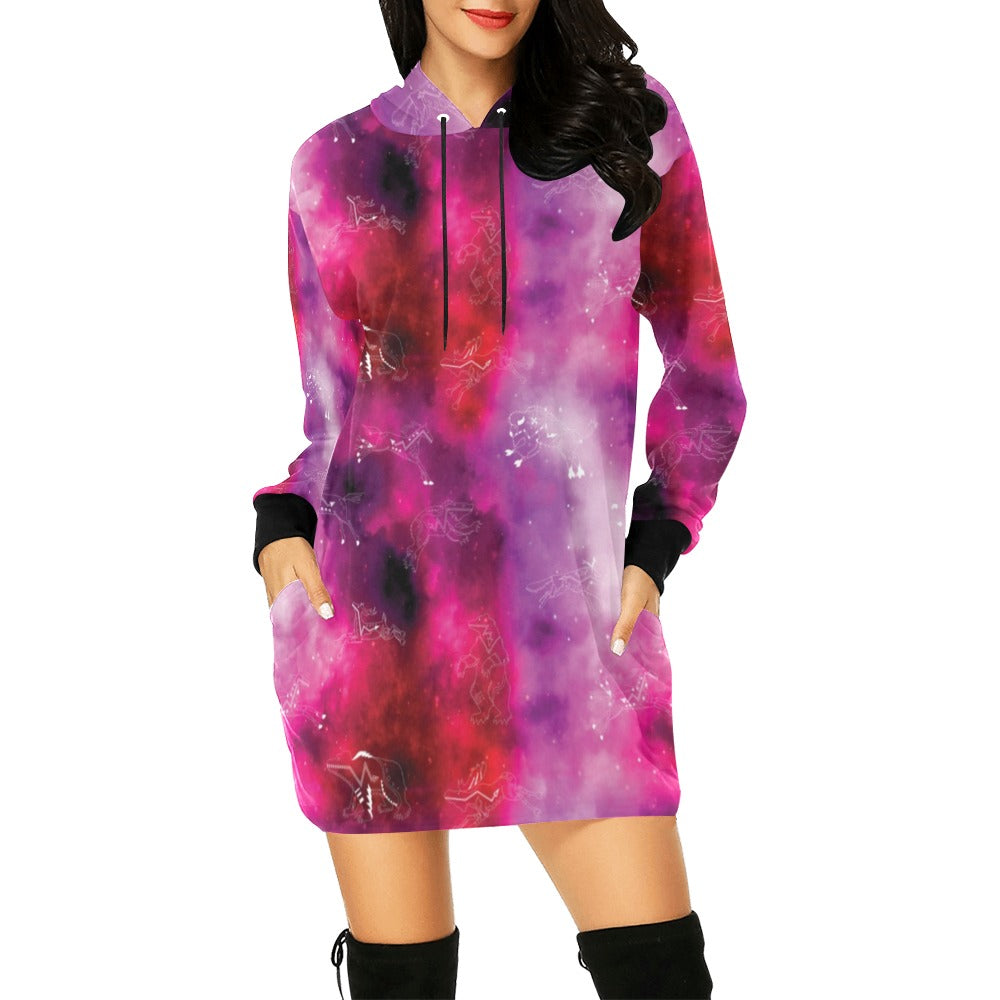 Animal Ancestors 8 Gaseous Clouds Pink and Red Hoodie Dress