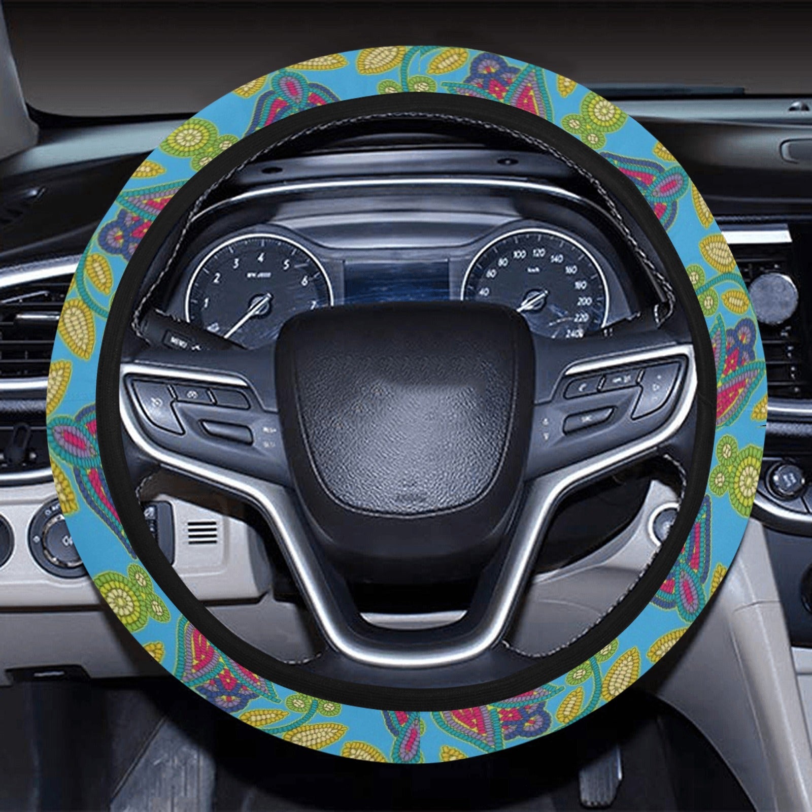 Beaded Nouveau Lime Steering Wheel Cover with Elastic Edge