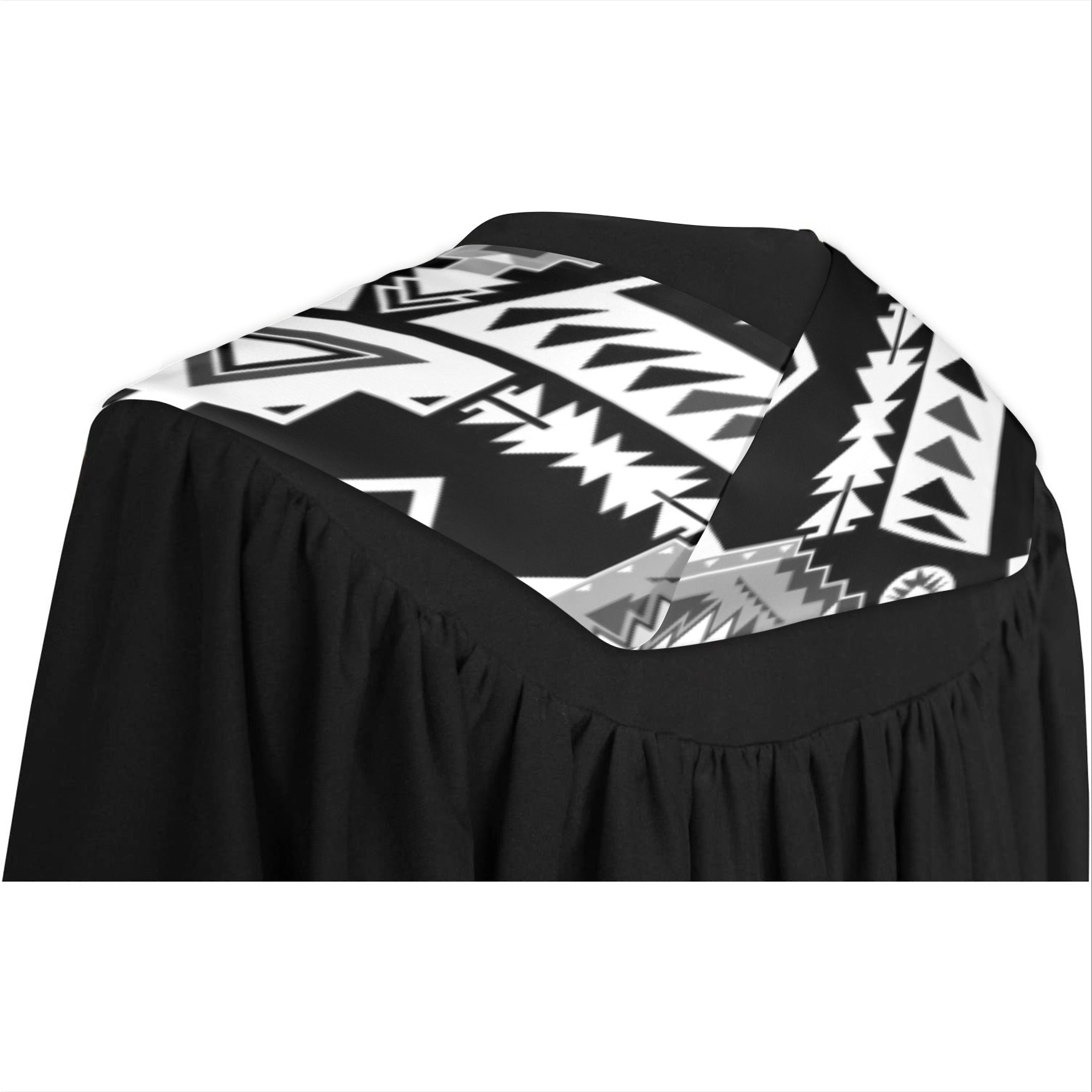 Chiefs Mountain Black and White Graduation Stole