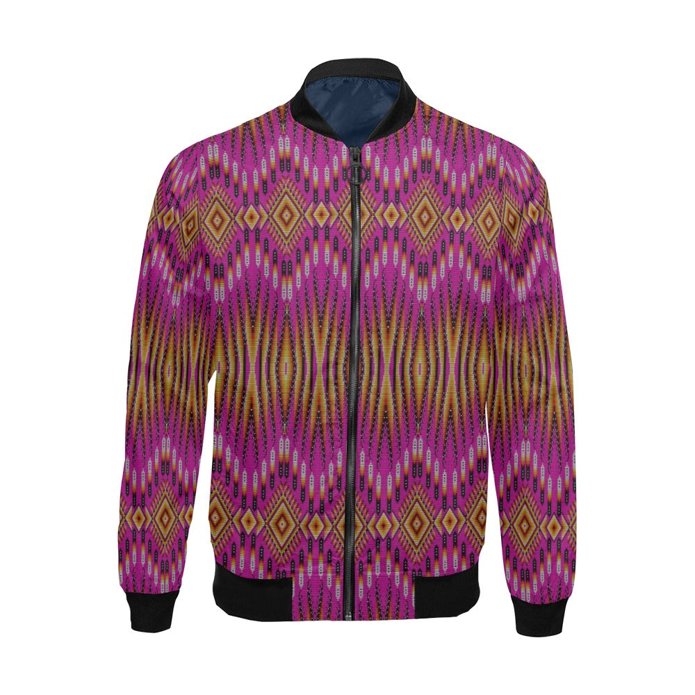Fire Feather Pink All Over Print Bomber Jacket for Men