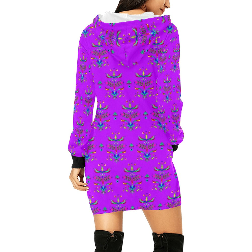 Dakota Damask Purple Hoodie Dress