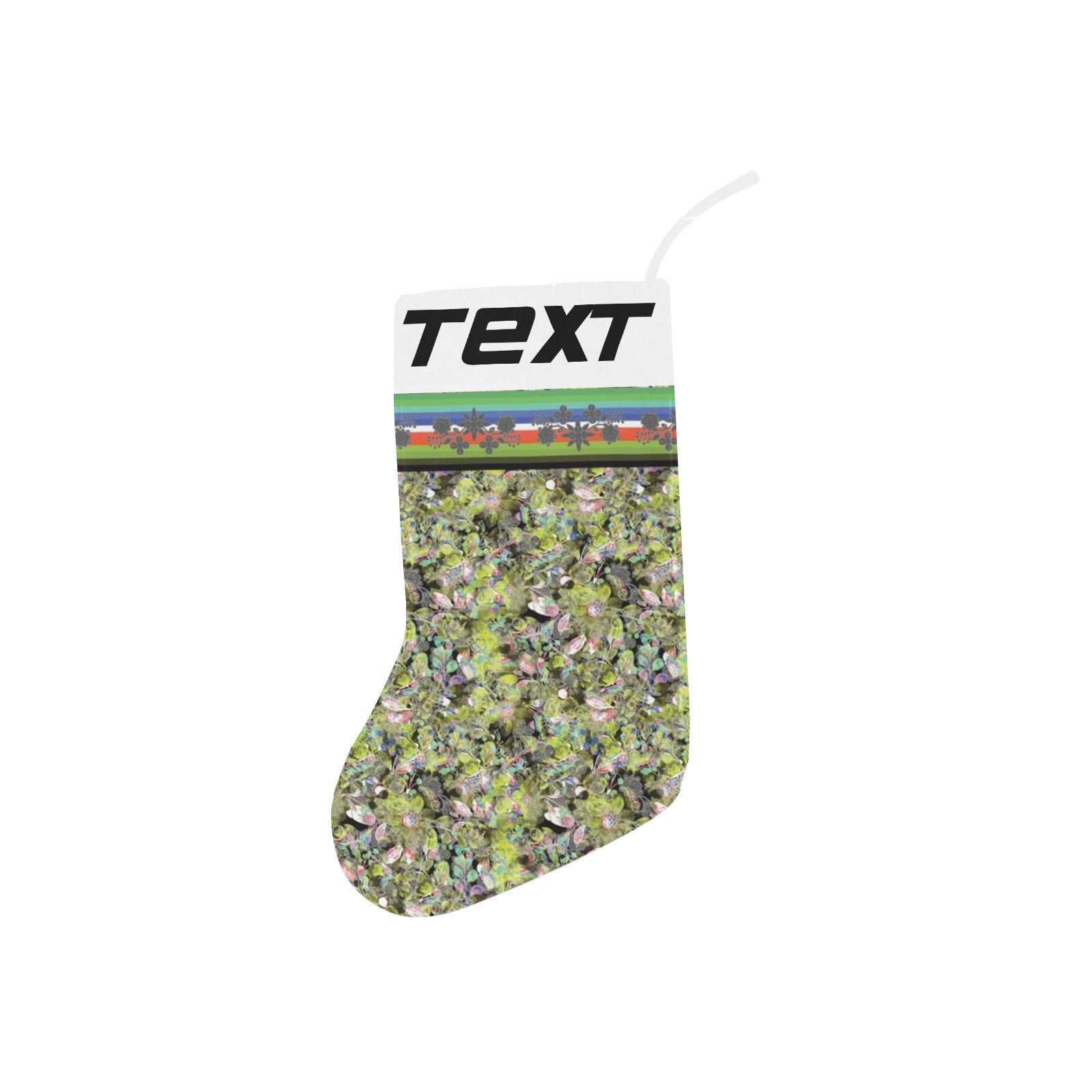 Culture in Nature Green Leaf Christmas Stocking (Custom Text on The Top)
