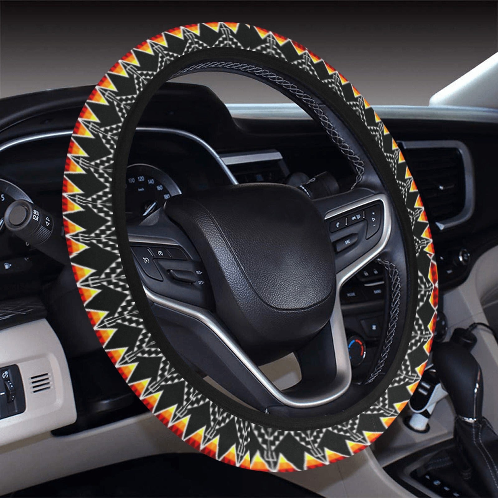 Sacred Trust Black Colour Steering Wheel Cover with Elastic Edge