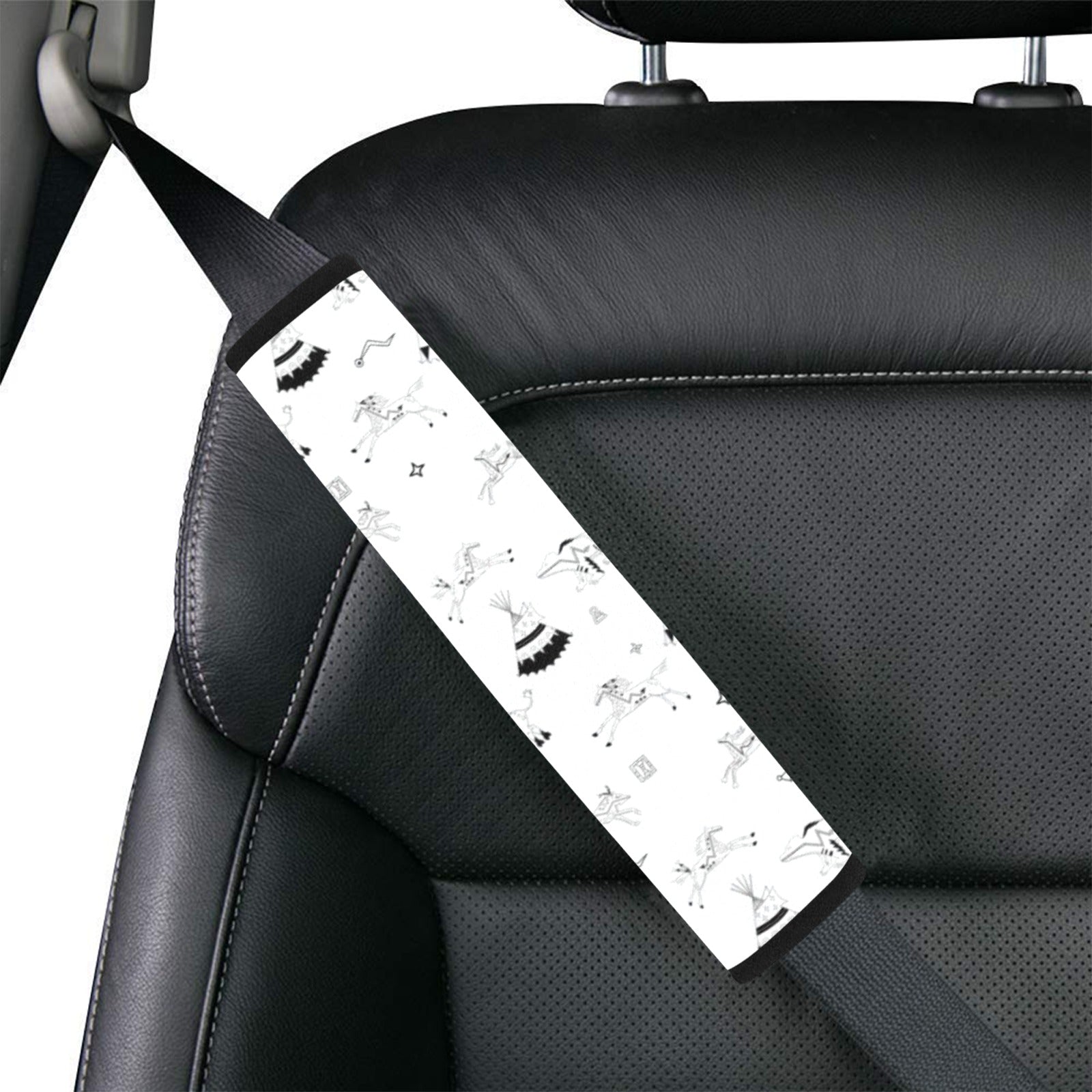 Ledger Dabbles White Car Seat Belt Cover 7''x12.6'' (Pack of 2)