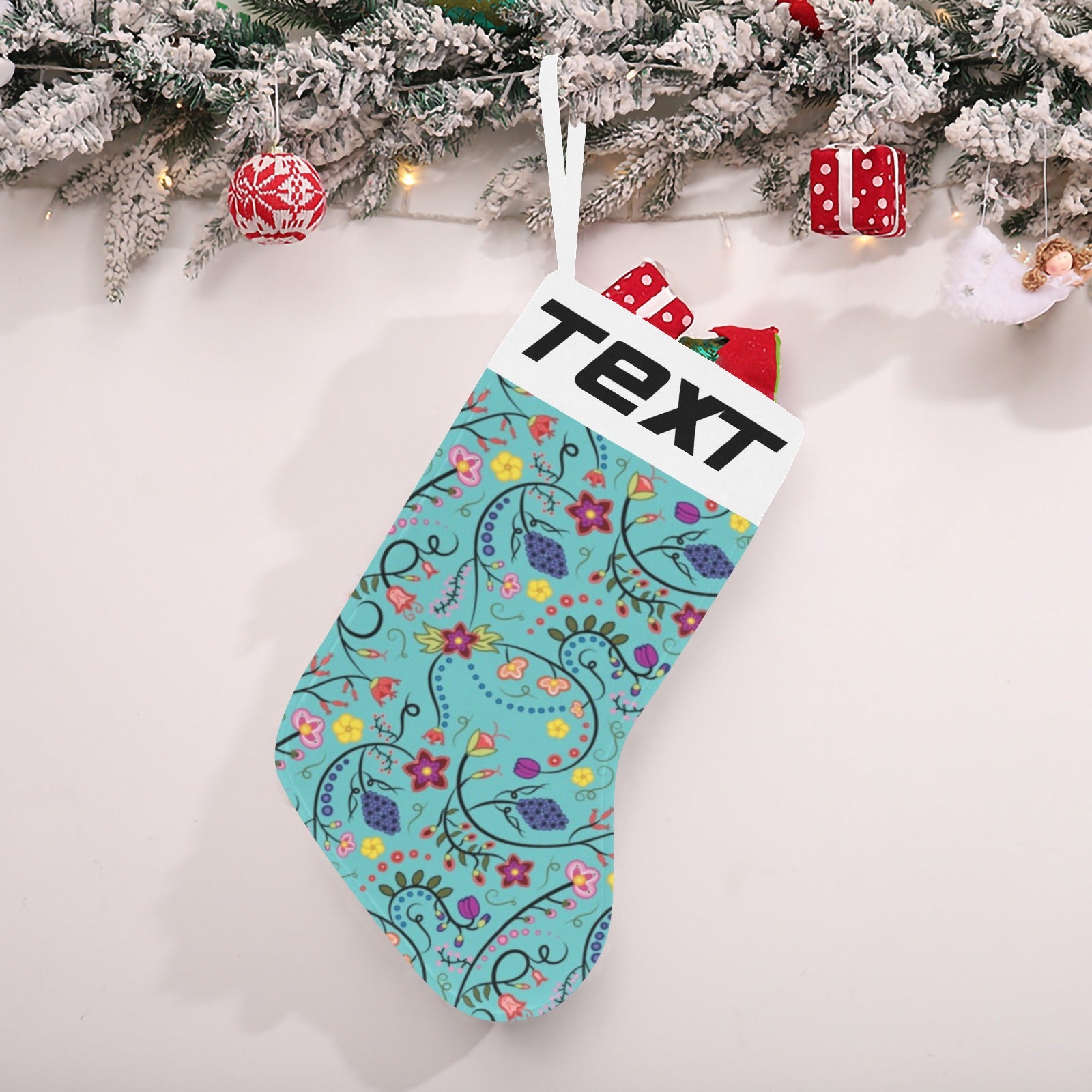 Fresh Fleur Sky Christmas Stocking (Custom Text on The Top)