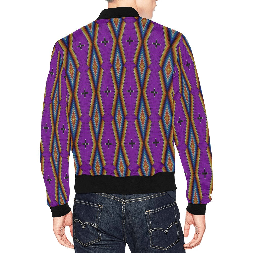 Diamond in the Bluff Purple All Over Print Bomber Jacket for Men