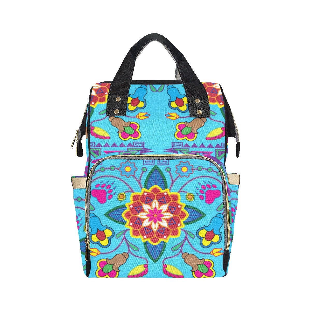 Geometric Floral Winter-Sky Blue Multi-Function Diaper Backpack