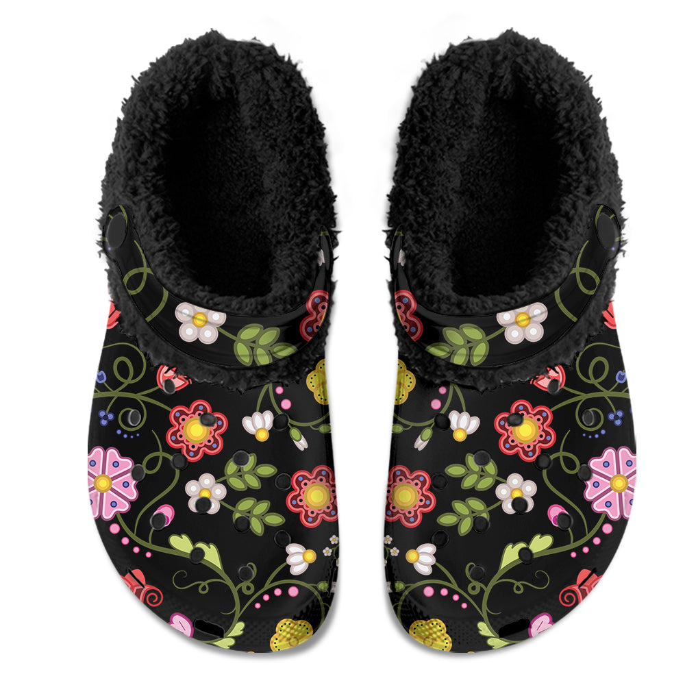 Nipin Blossom Midnight Muddies Unisex Clog Shoes with Soft Fleece Fur Lining