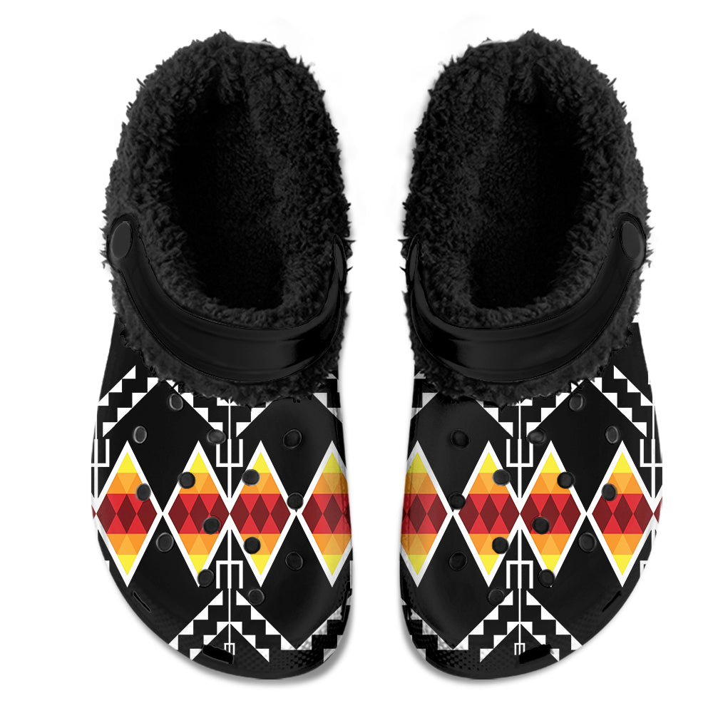 Sacred Trust Black Colour Muddies Unisex Clog Shoes with Soft Fleece Fur Lining