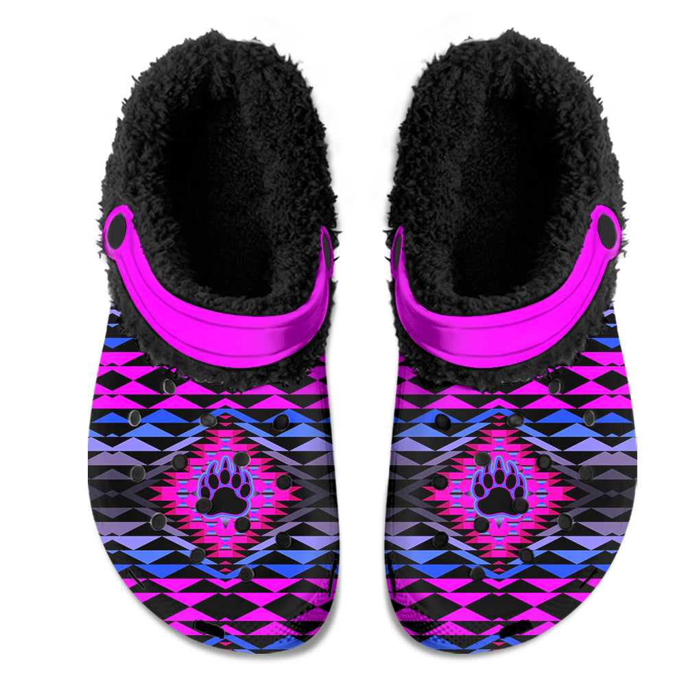 Sunset Bearpaw Blanket Pink Muddies Unisex Clog Shoes with Soft Fleece Fur Lining