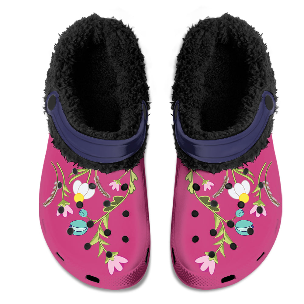 Floral Muddies Unisex Clog Shoes with Soft Fleece Fur Lining