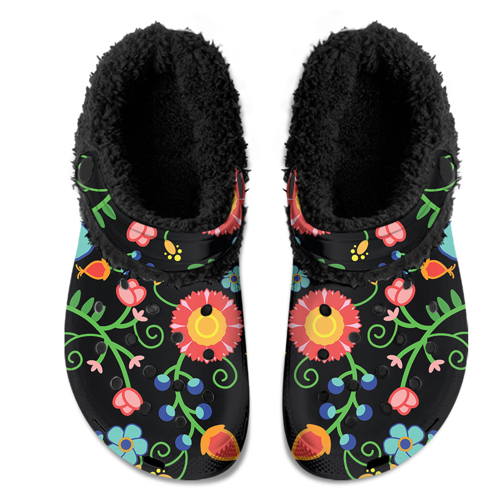 Bee Spring Night Muddies Unisex Clog Shoes with Soft Fleece Fur Lining