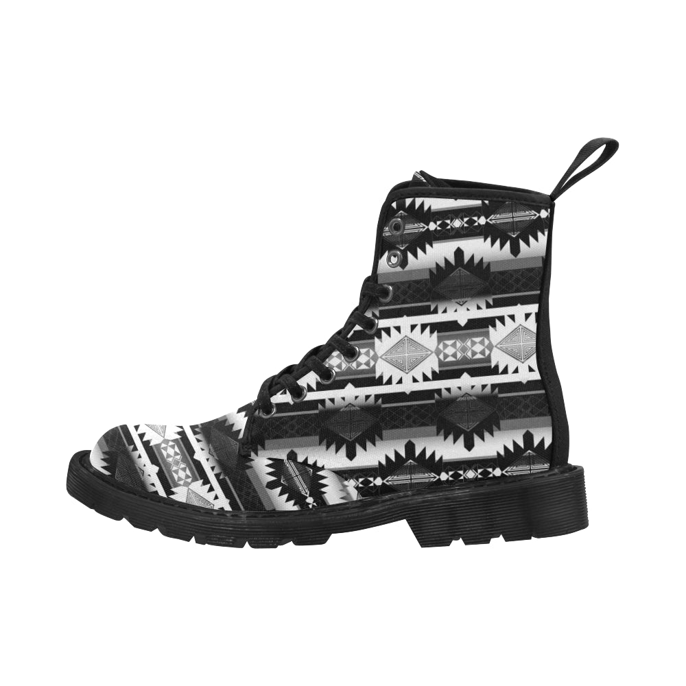 Okotoks Black and White Boots for Women (Black)