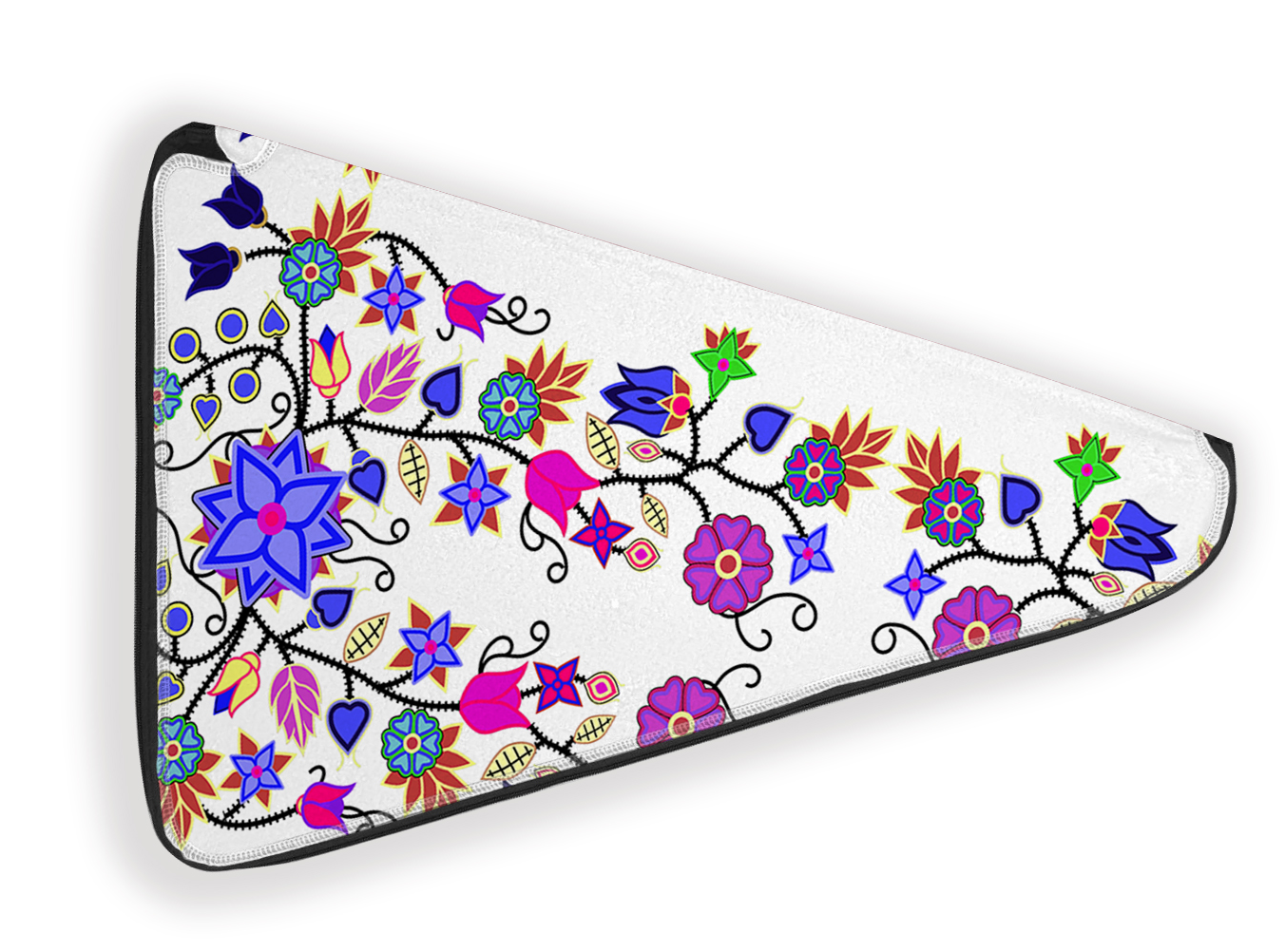 27 Inch Fan Case - Floral Beadwork Seven Clans White