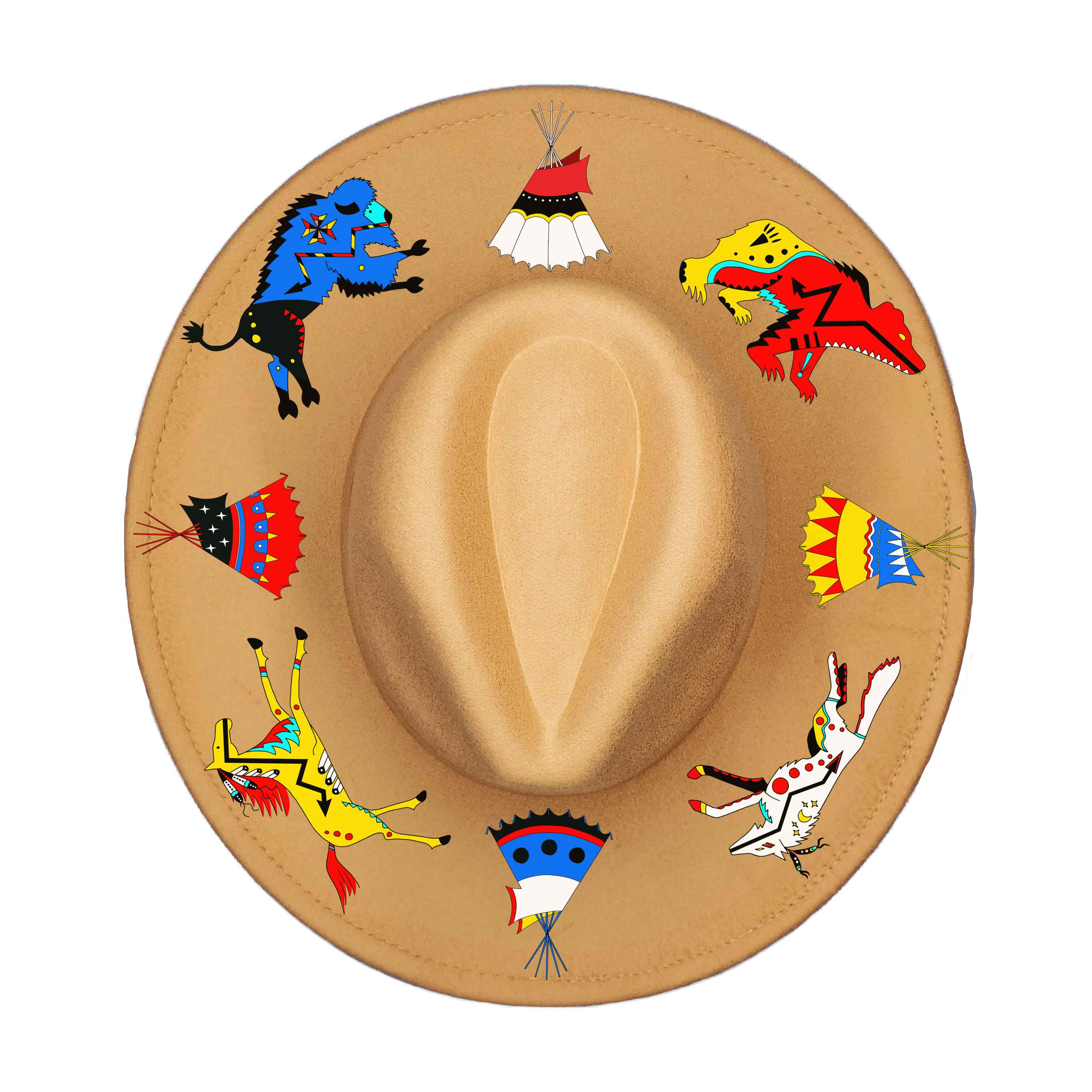 Medicine Wheel Ledger Animals Fedora Hat