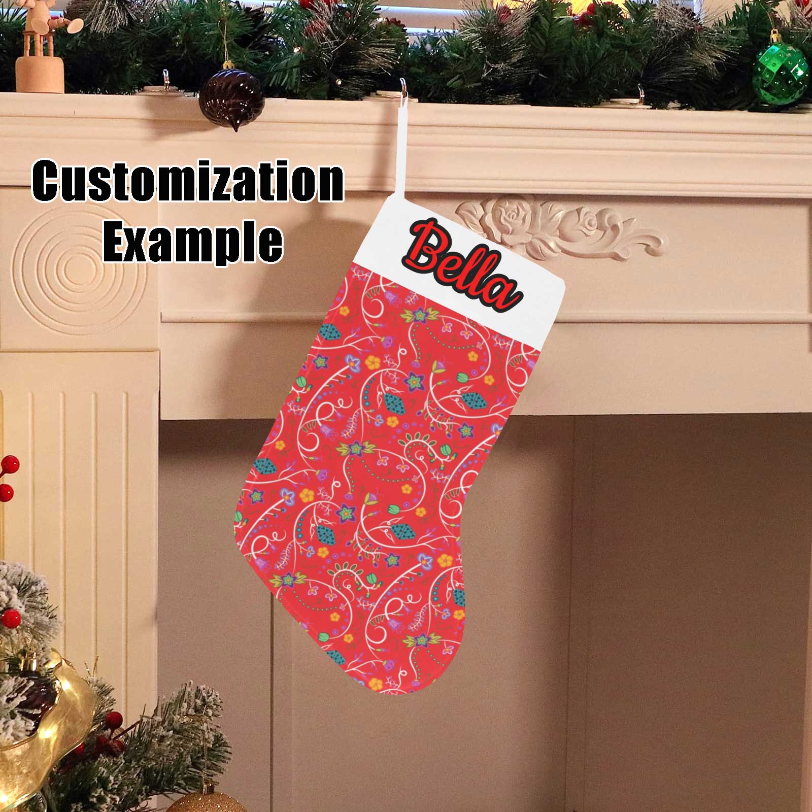 Vine Life Scarlet Christmas Stocking (Custom Text on The Top)