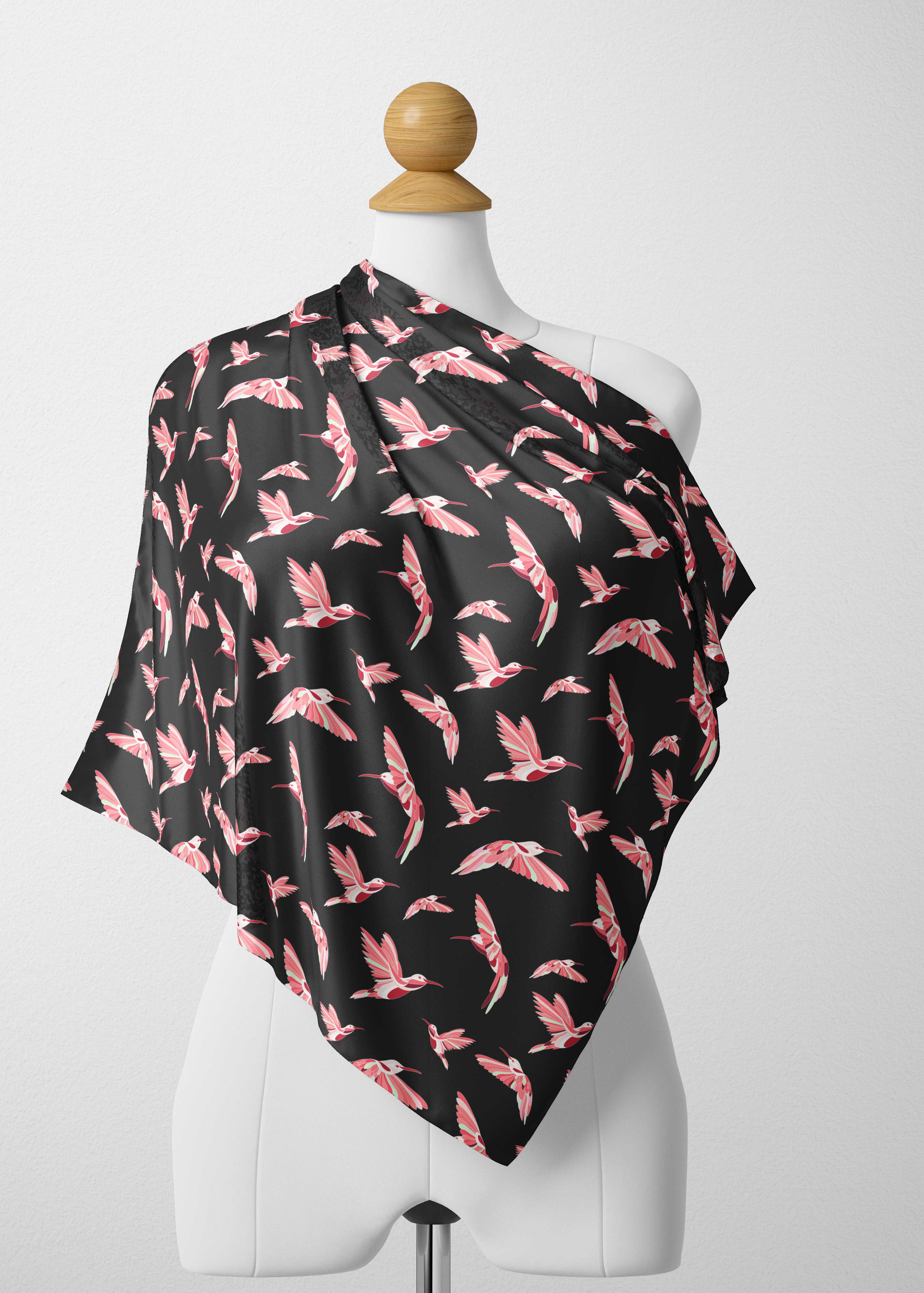 Strawberry Black Satin Shawl