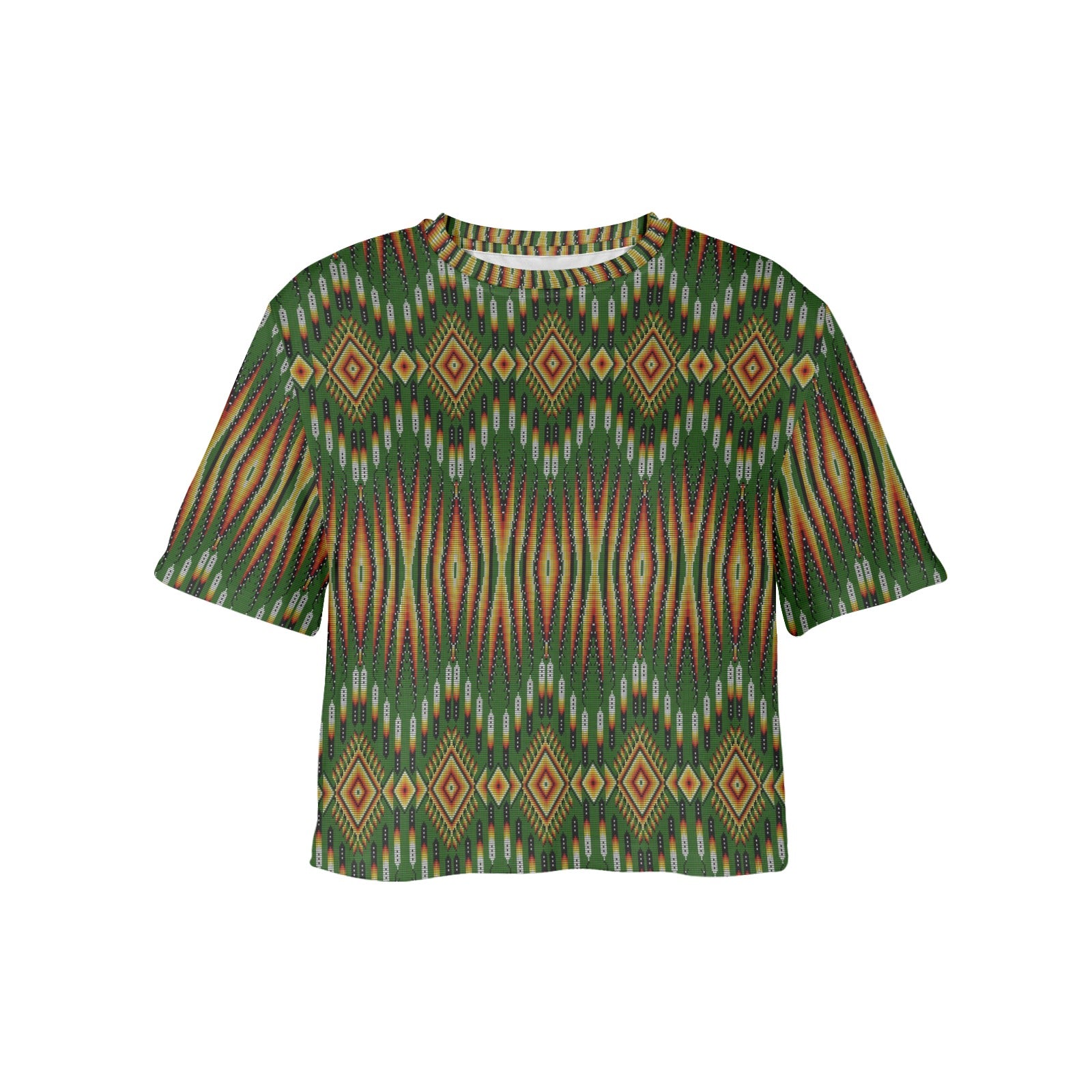 Fire Feather Green Women's Cropped T-shirt