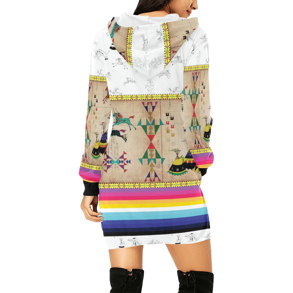 Horses Running White Clay Hoodie Dress