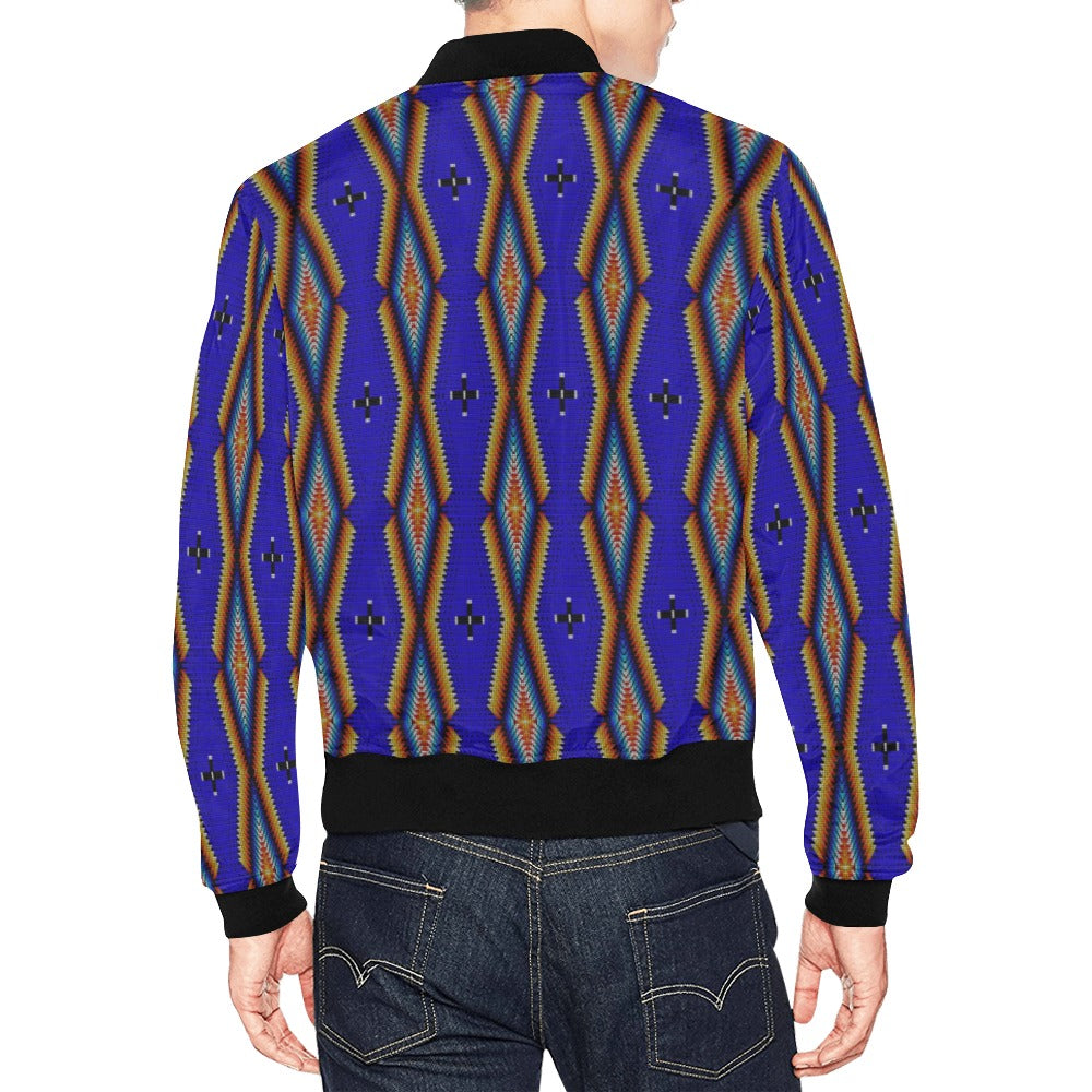 Diamond in the Bluff Blue All Over Print Bomber Jacket for Men