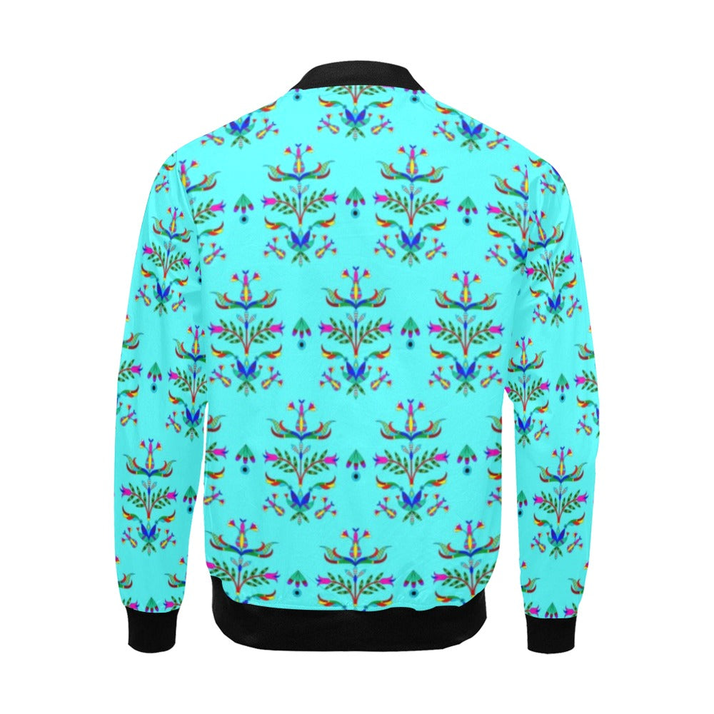 Dakota Damask Turquoise All Over Print Bomber Jacket for Men