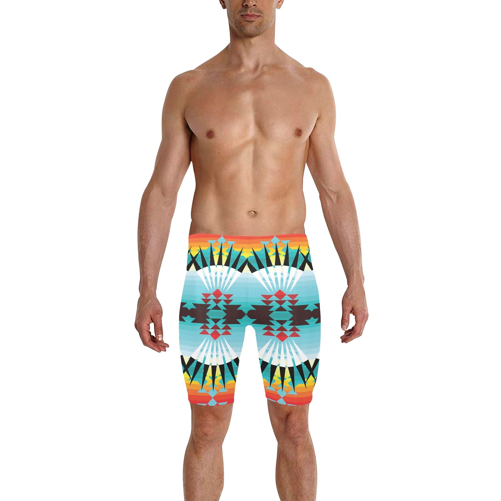 ribbonwork bustle Men's Knee Length Swimming Trunks