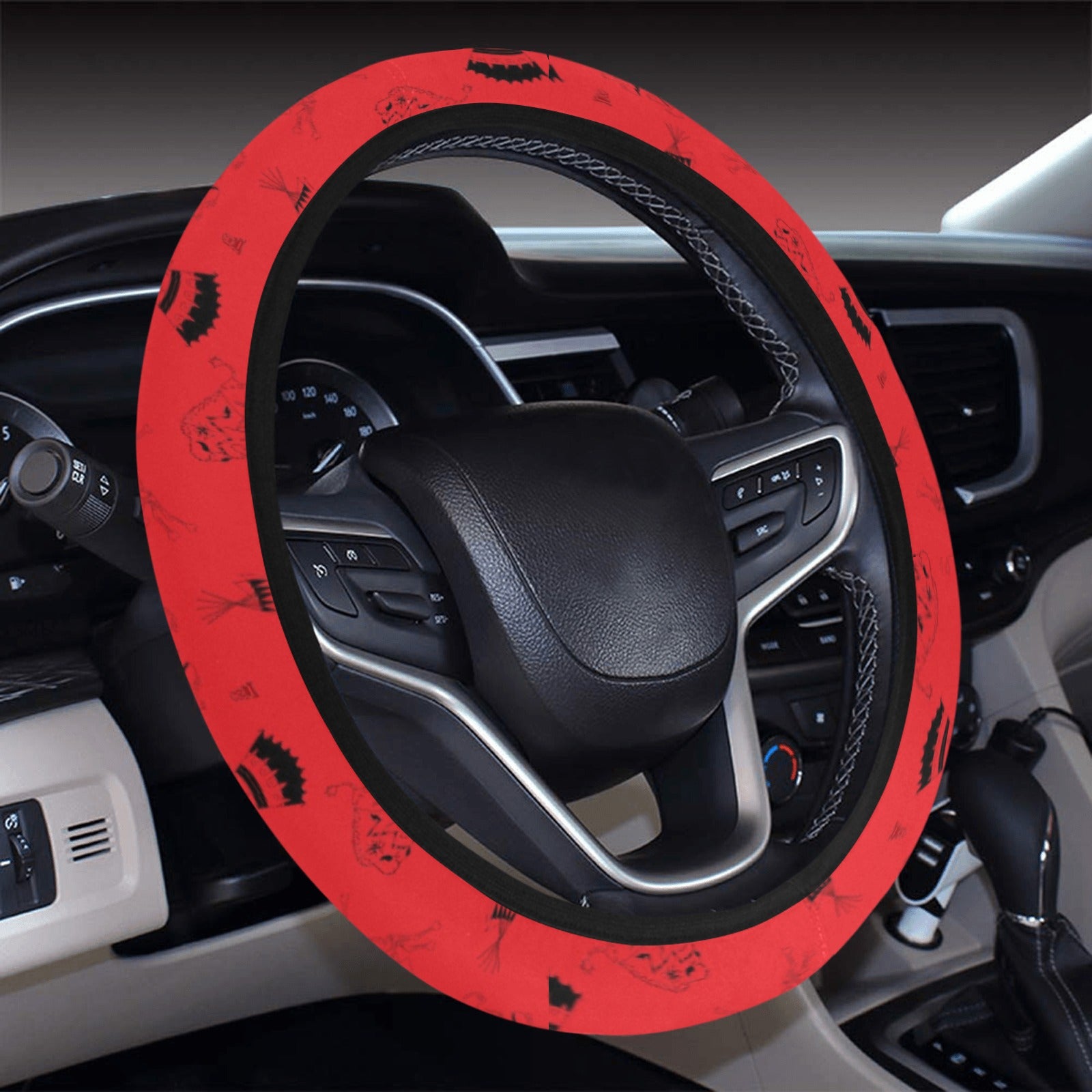 Ledger Dabbles Red Steering Wheel Cover with Elastic Edge
