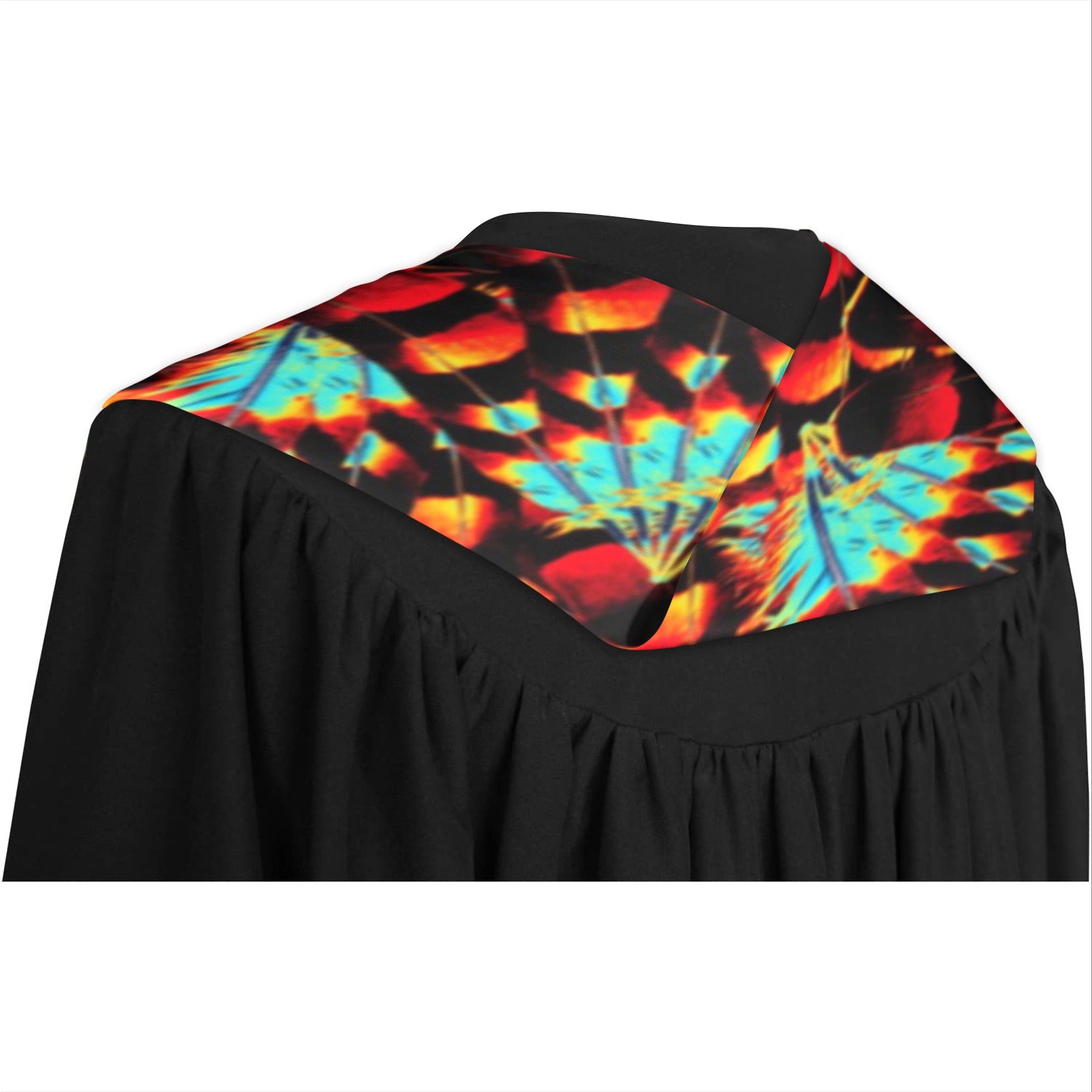 Hawk Feathers Fire and Turquoise Graduation Stole